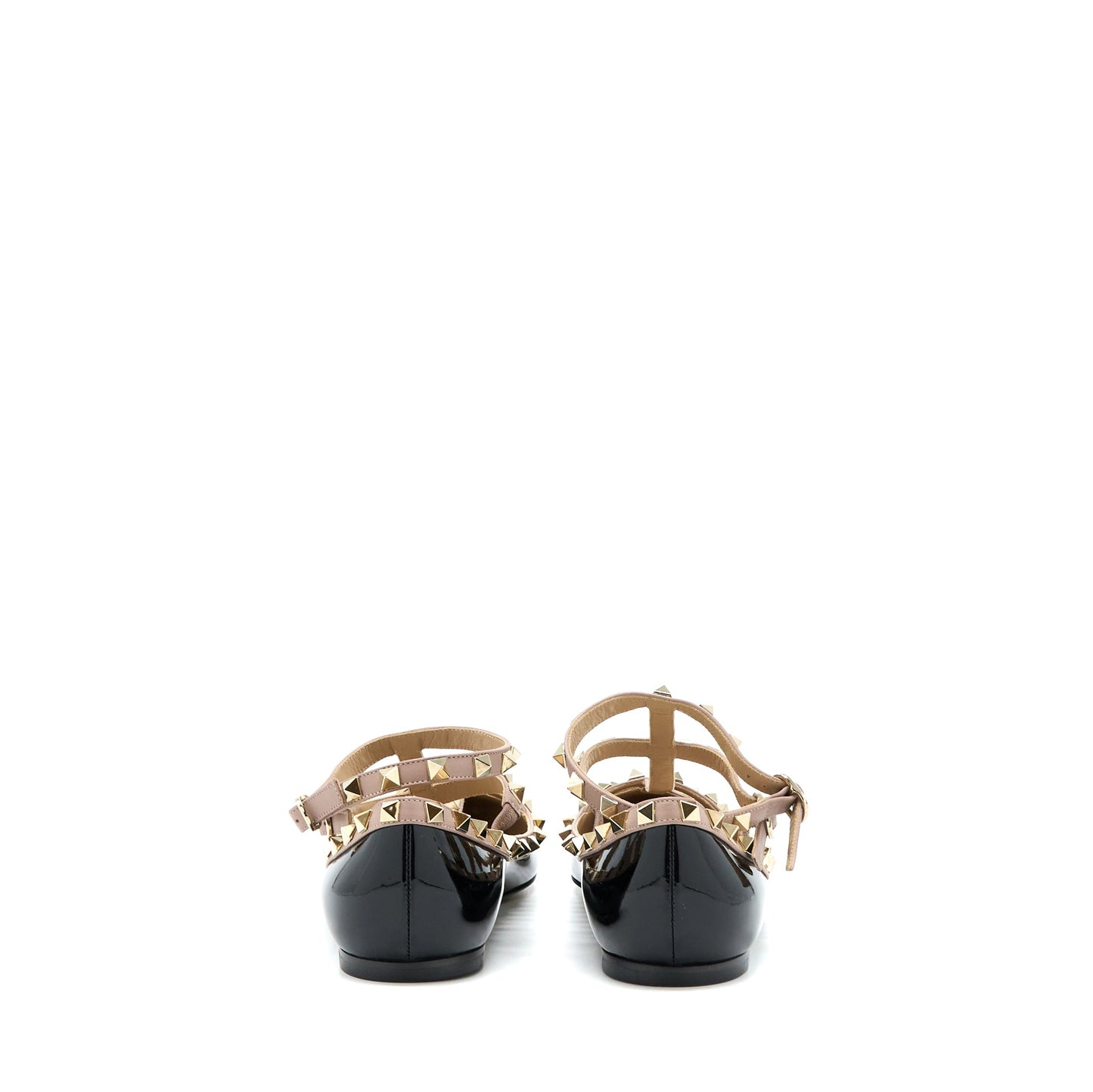 Valentino Size 38 Garavani Rockstud Ballet Flat Caged Patent Black LGHW