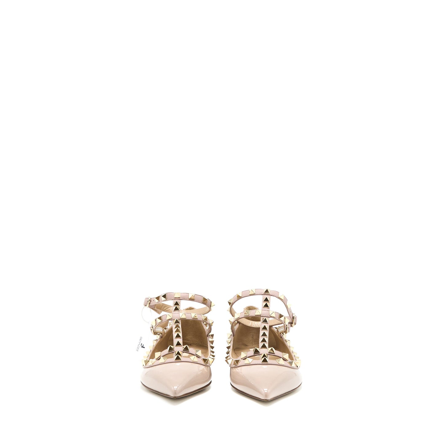 Valentino Size 38 Garavani Rockstud Ballet Flat Caged Patent Light Pink LGHW
