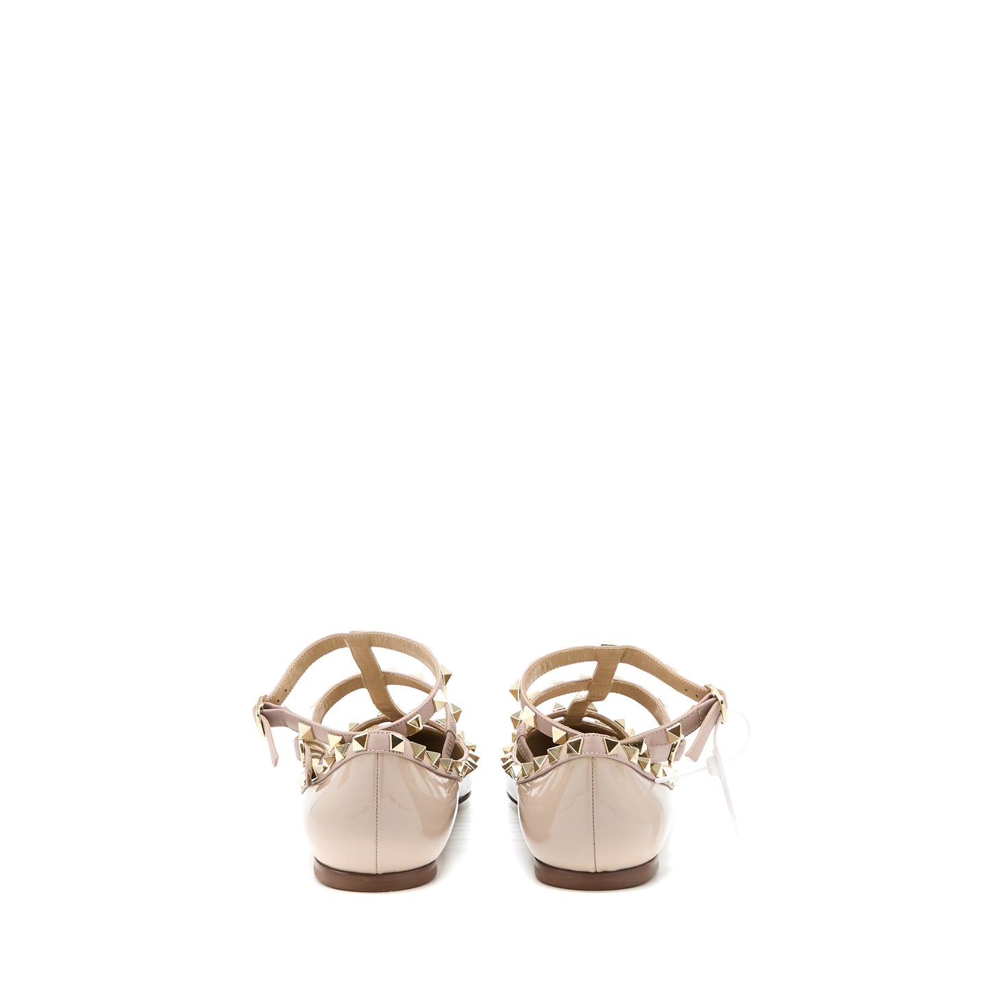 Valentino Size 38 Garavani Rockstud Ballet Flat Caged Patent Light Pink LGHW