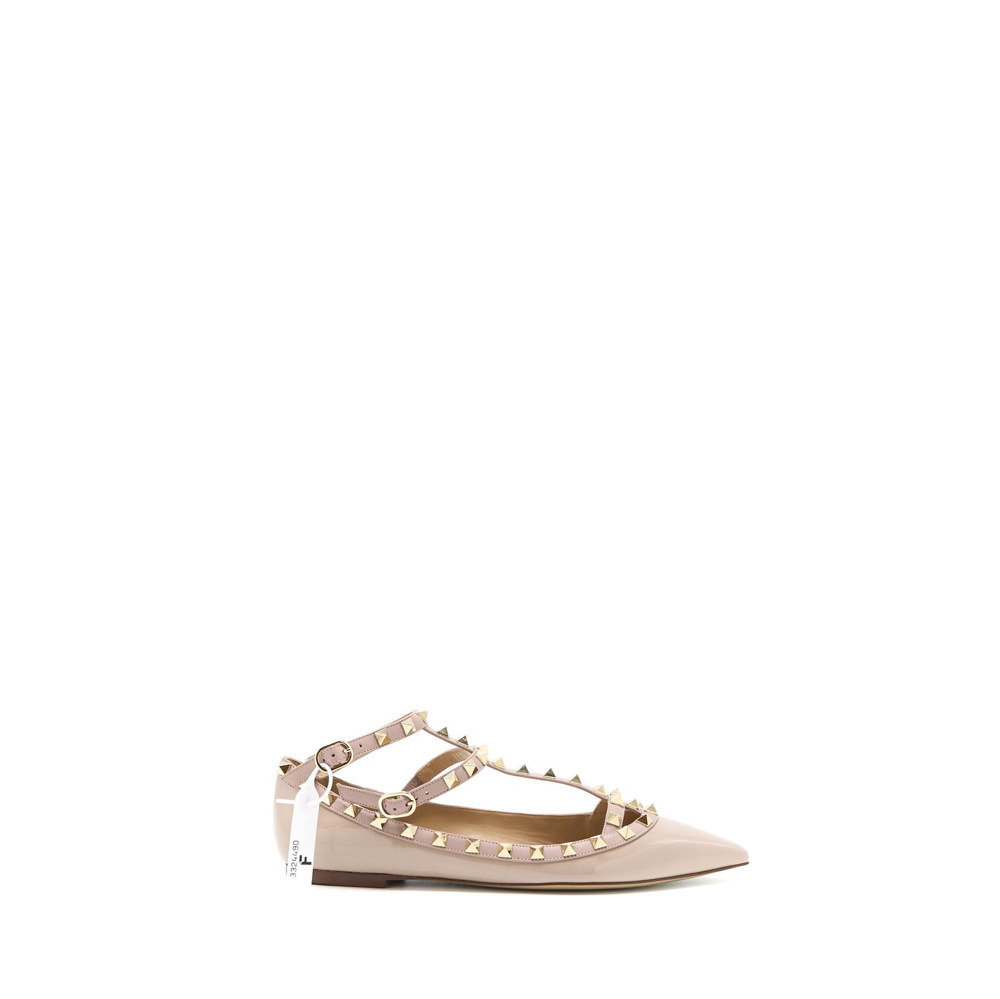 Valentino Size 38 Garavani Rockstud Ballet Flat Caged Patent Light Pink LGHW