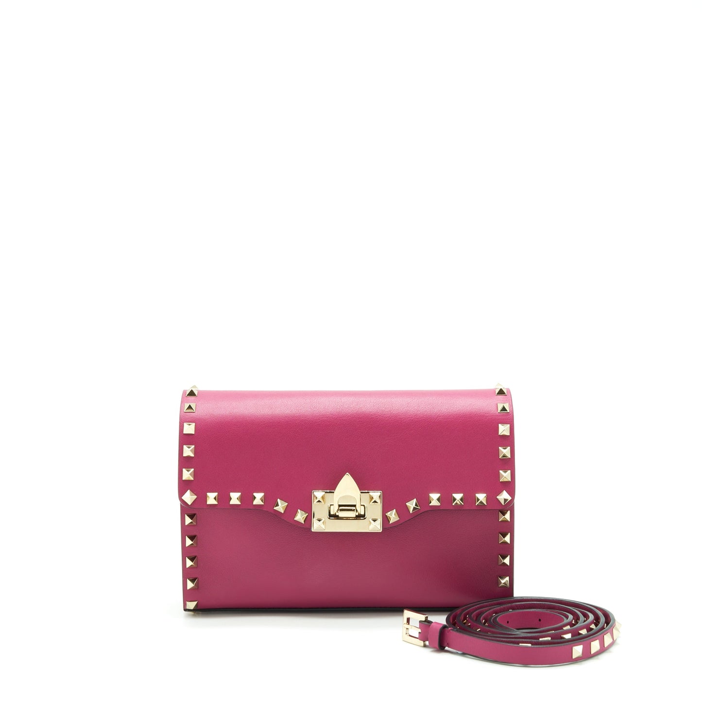 Valentino Rockstud Flap Bag Dark Pink LGHW