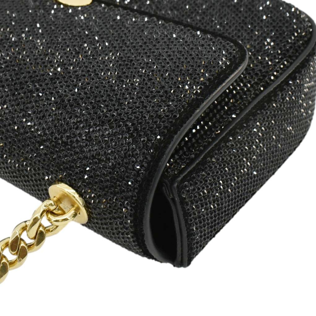 CELINE Triomphe Claude Suede Strass Shoulder Bag Black