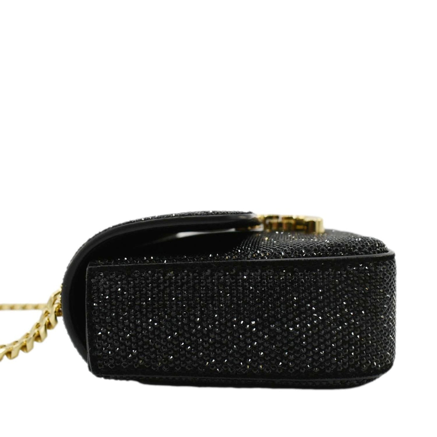 CELINE Triomphe Claude Suede Strass Shoulder Bag Black