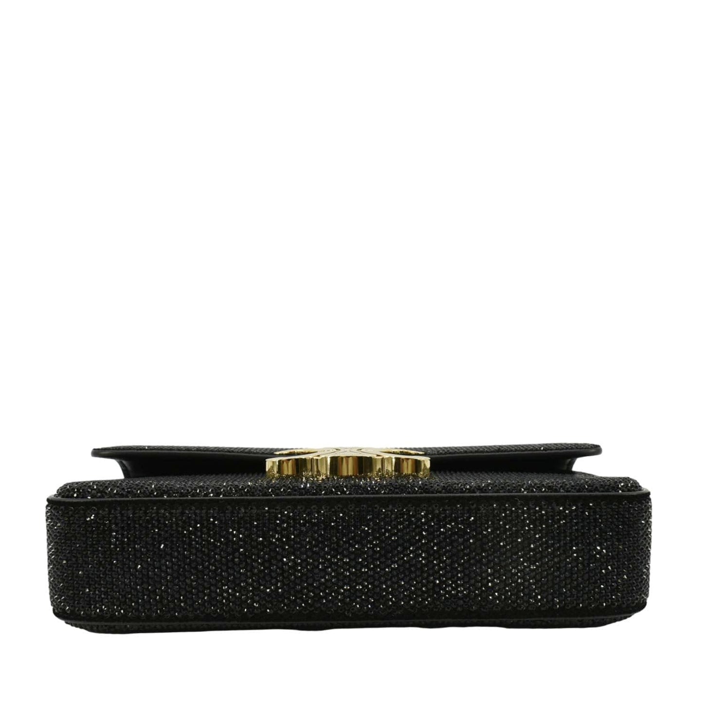 CELINE Triomphe Claude Suede Strass Shoulder Bag Black