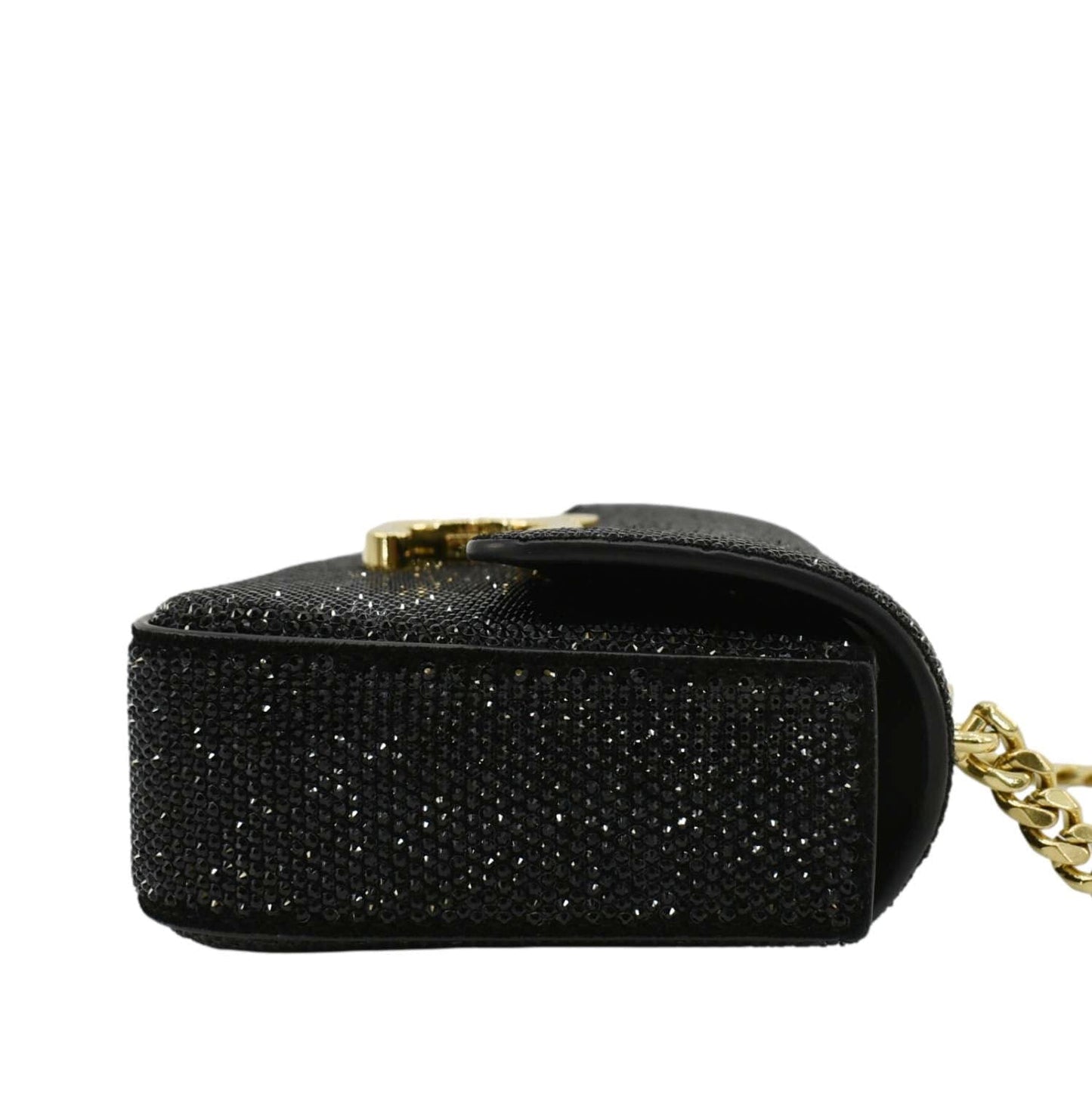 CELINE Triomphe Claude Suede Strass Shoulder Bag Black