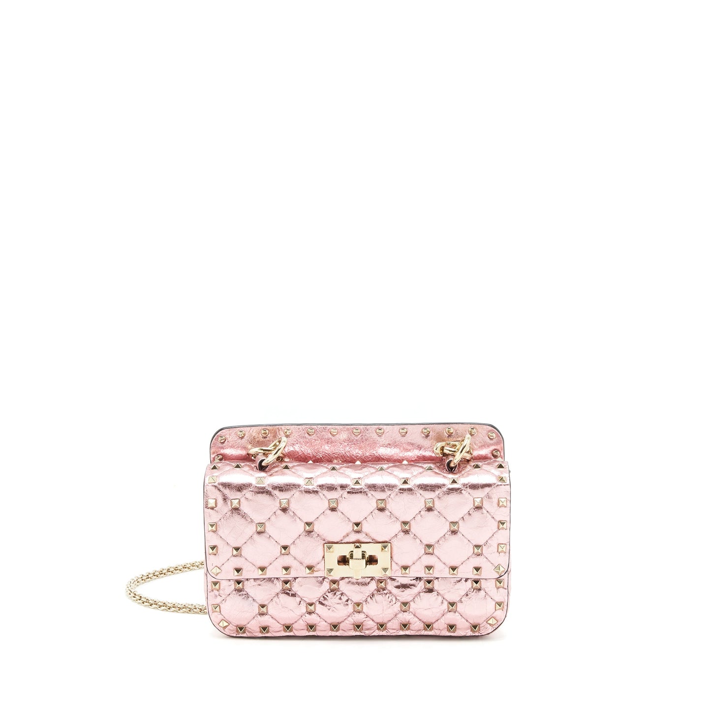 Valentino Garavani rockstud Spike Small leather Shoulder bag Metallic Pink LGHW