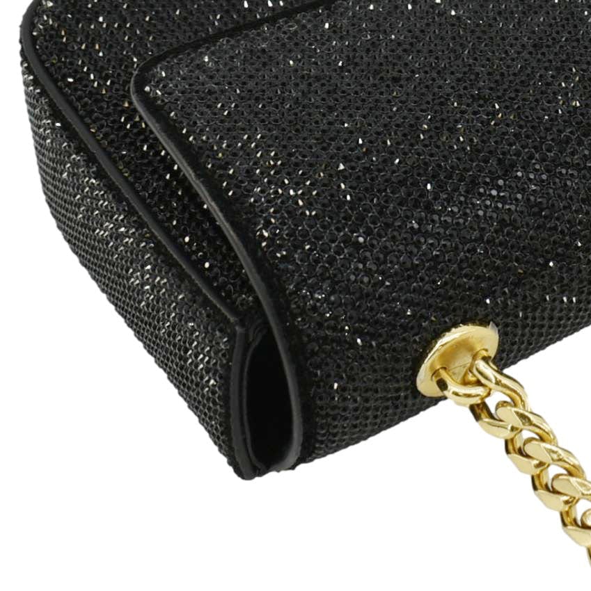CELINE Triomphe Claude Suede Strass Shoulder Bag Black