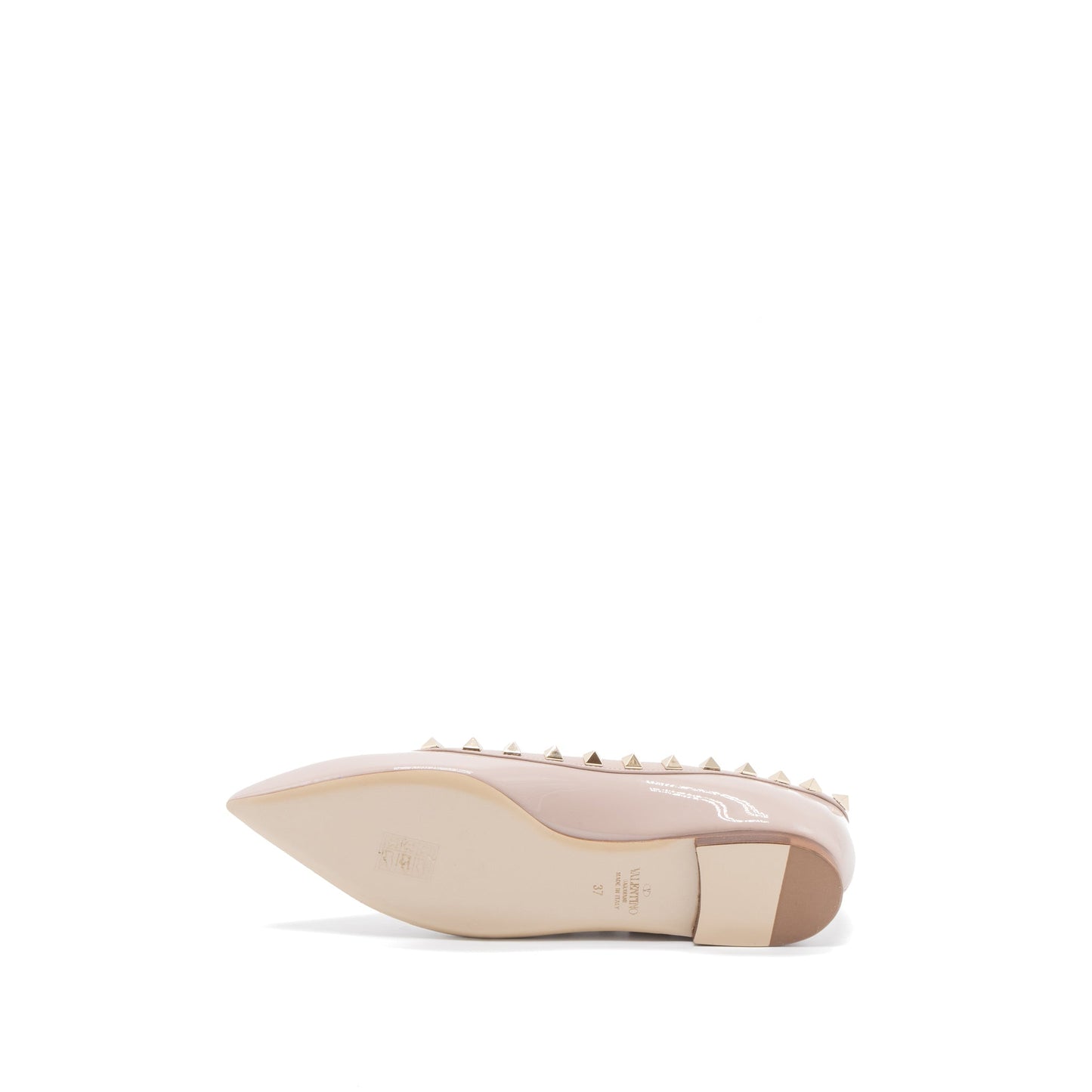 Valentino Size 37 Rockstud Ballet Flap Patent Poudre LGHW