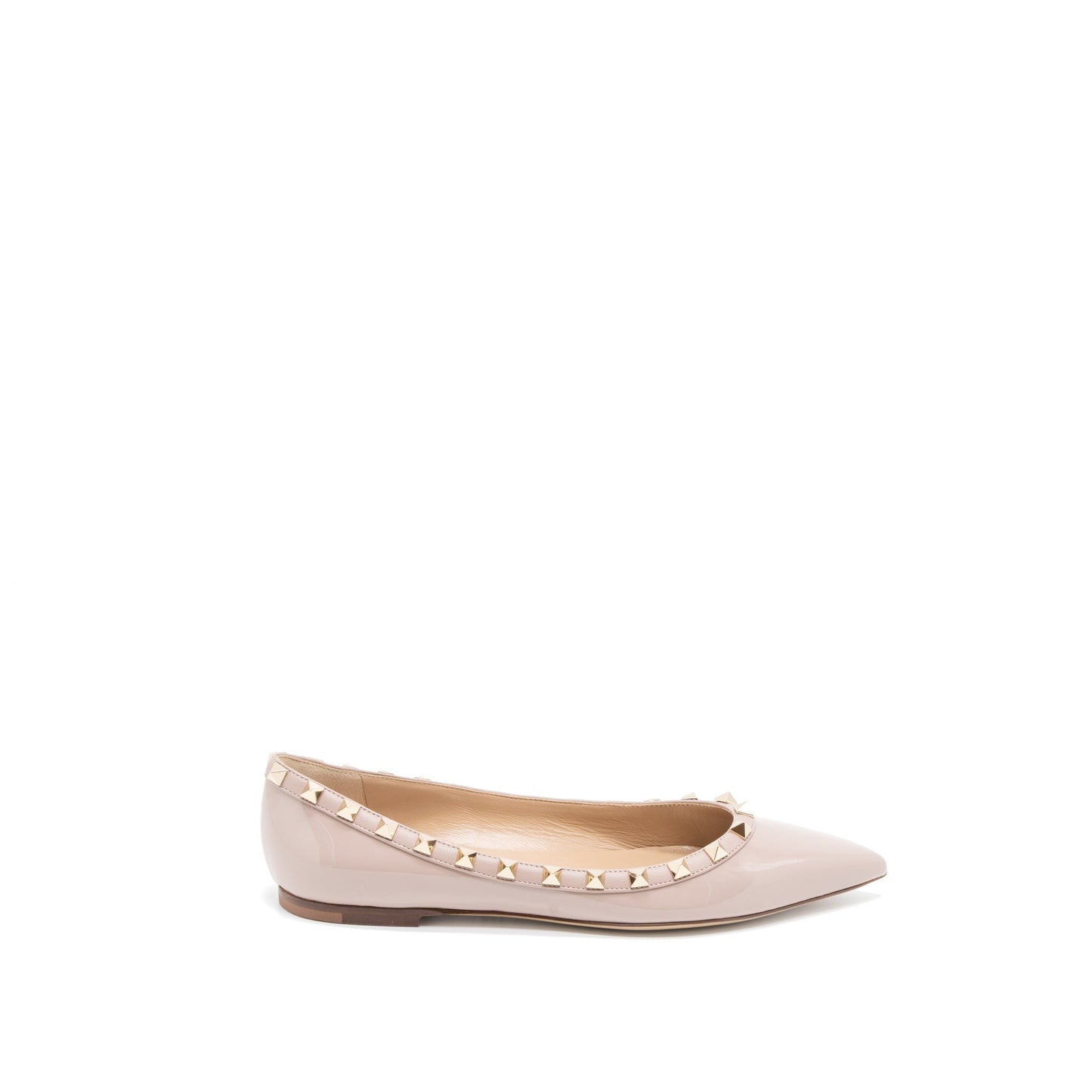 Valentino Size 37 Rockstud Ballet Flap Patent Poudre LGHW