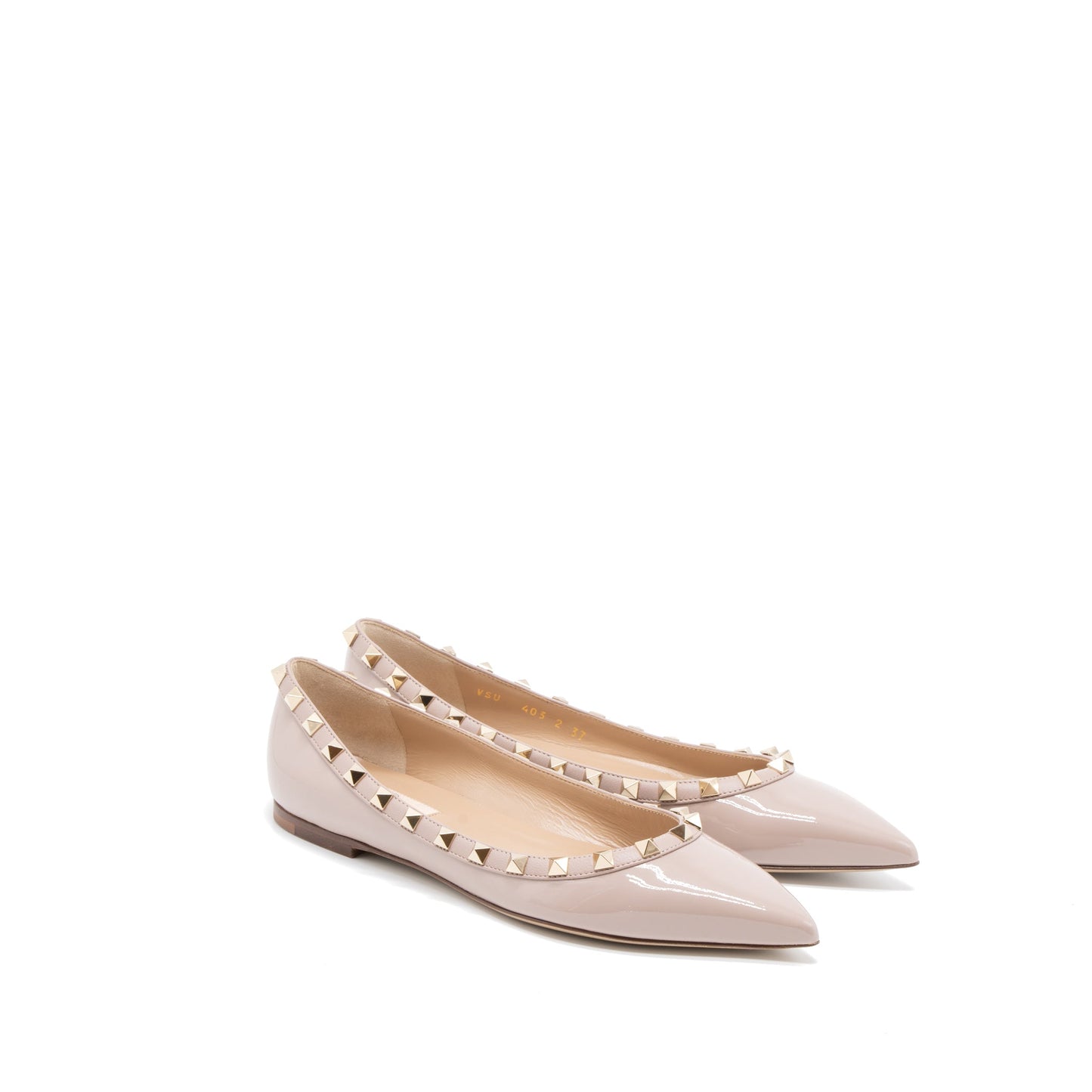 Valentino Size 37 Rockstud Ballet Flap Patent Poudre LGHW