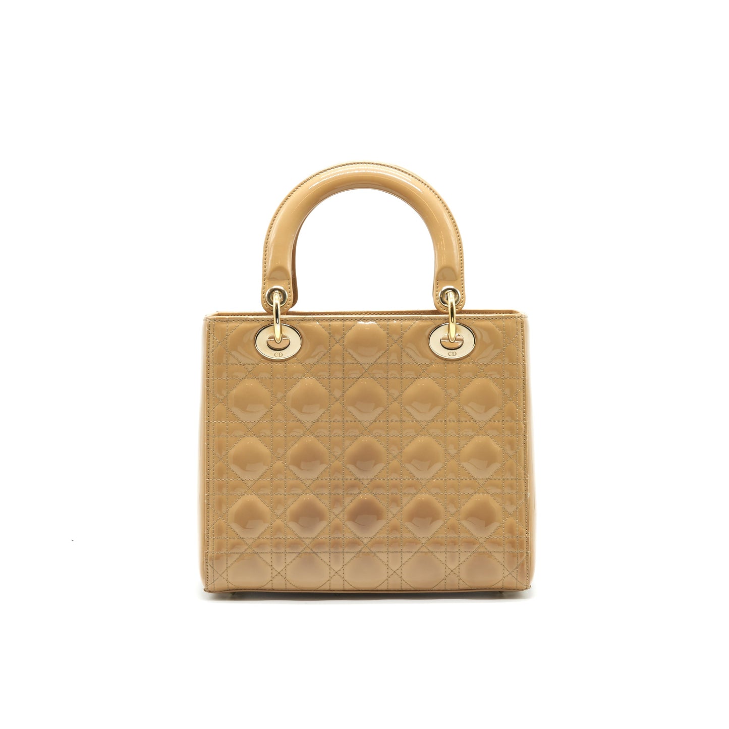 Christian Dior Medium Lady Dior Patent Leather Beige