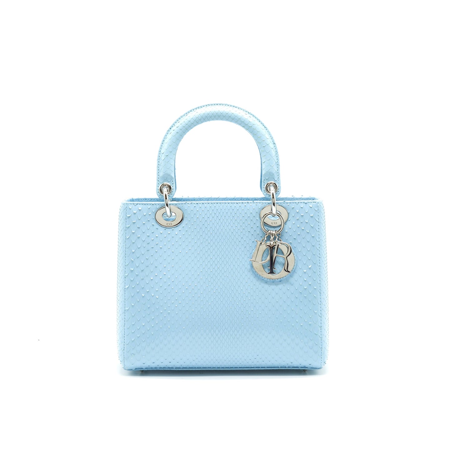 CHRISTIAN DIOR PYTHON MEDIUM LADY DIOR BAG SKYBLUE WITH SMALL SCARF