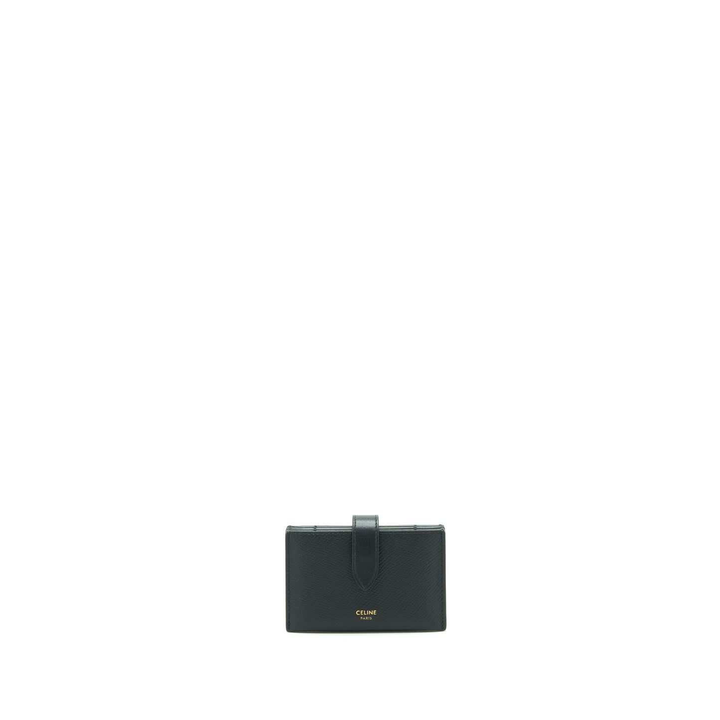 Celine Accordeon Card Holder Grained Calfskin Black