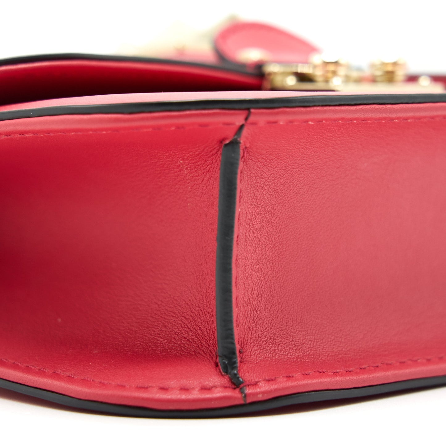 VALENTINO GARAVANI GLAM LOCK LEATHER CROSSBODY BAG RED