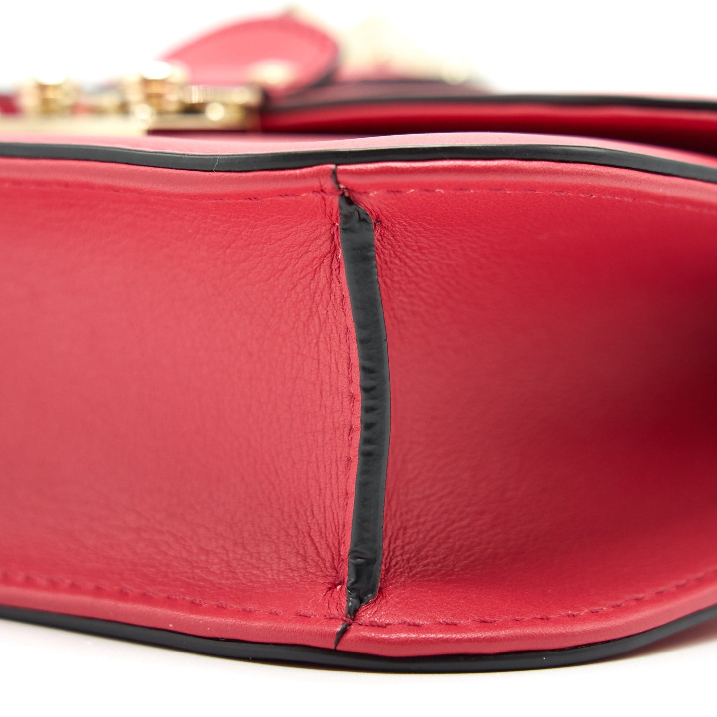 VALENTINO GARAVANI GLAM LOCK LEATHER CROSSBODY BAG RED