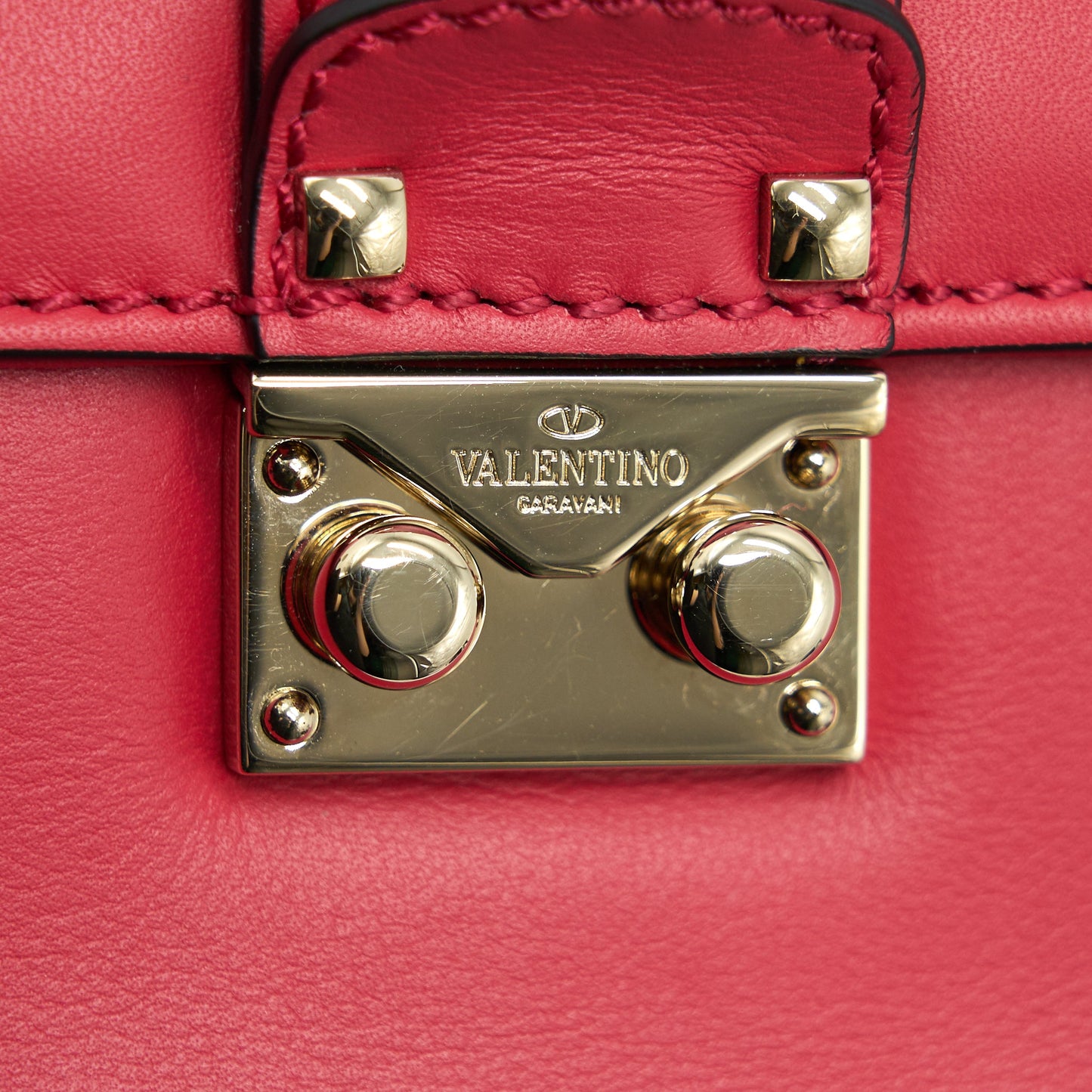 VALENTINO GARAVANI GLAM LOCK LEATHER CROSSBODY BAG RED