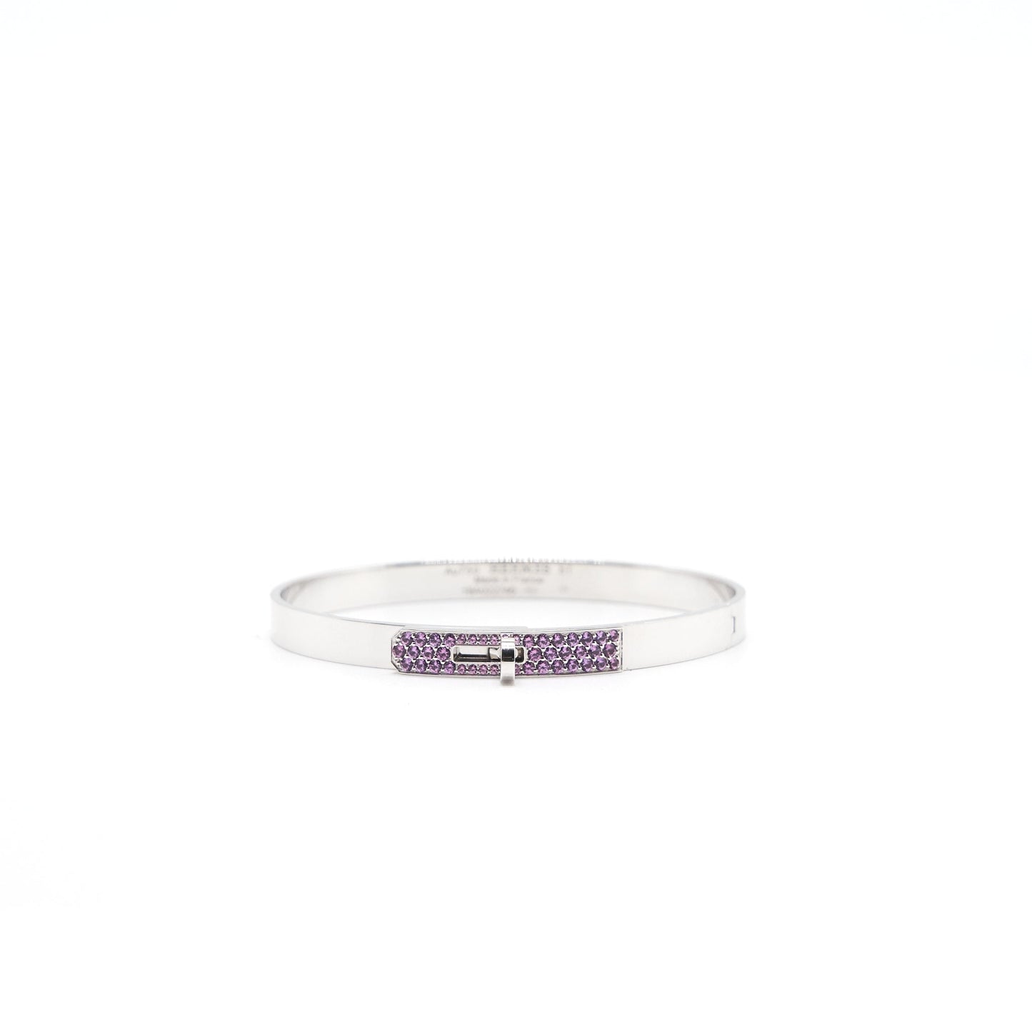 Hermes 18K White Gold Pink Sapphire PM Bracelet Size ST