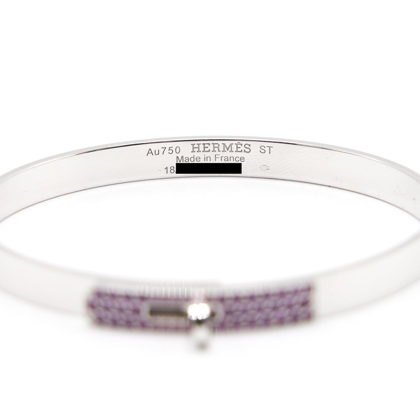 Hermes 18K White Gold Pink Sapphire PM Bracelet Size ST