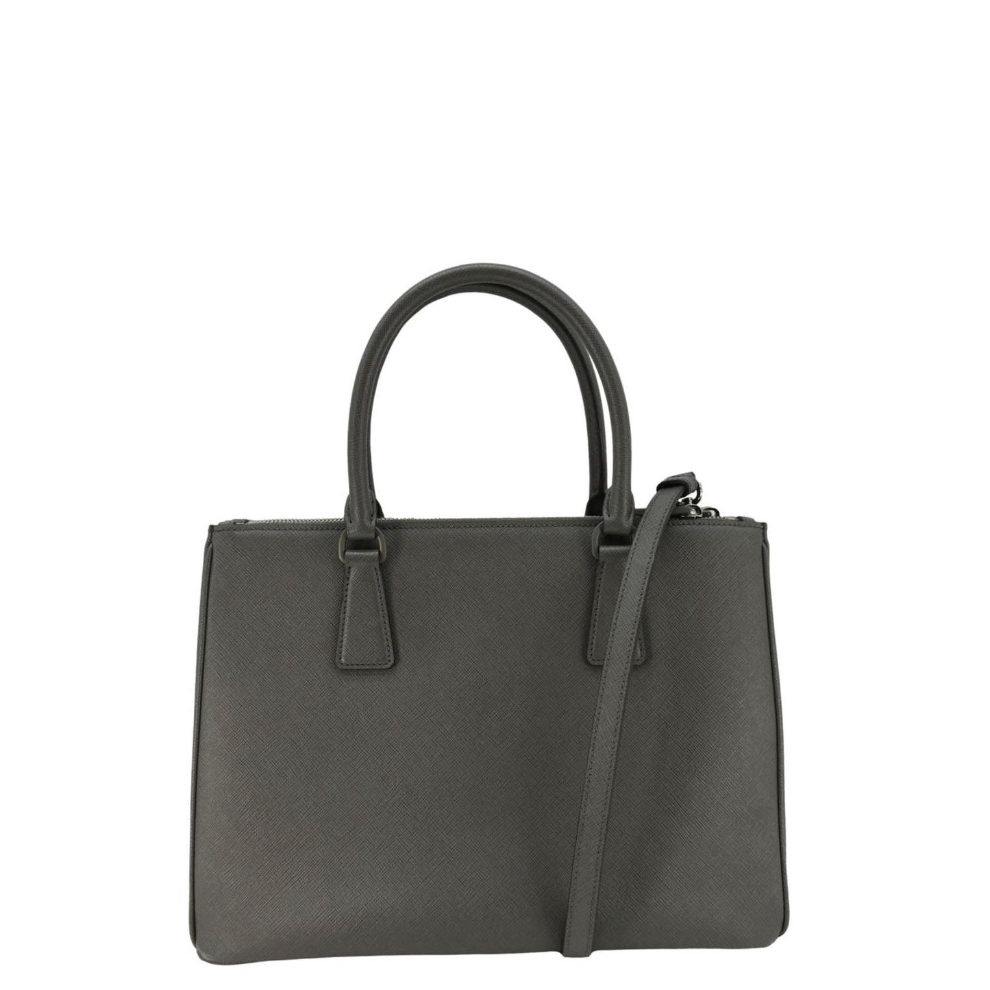 PRADA Galleria Double-Zip Medium Saffiano Leather Tote Bag Gray