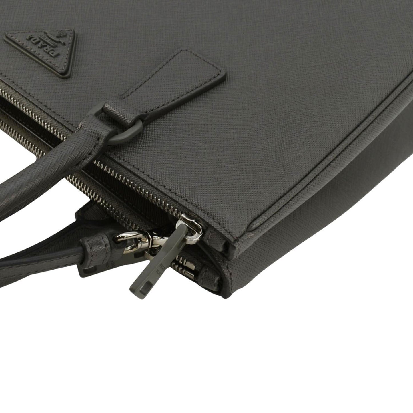 PRADA Galleria Double-Zip Medium Saffiano Leather Tote Bag Gray