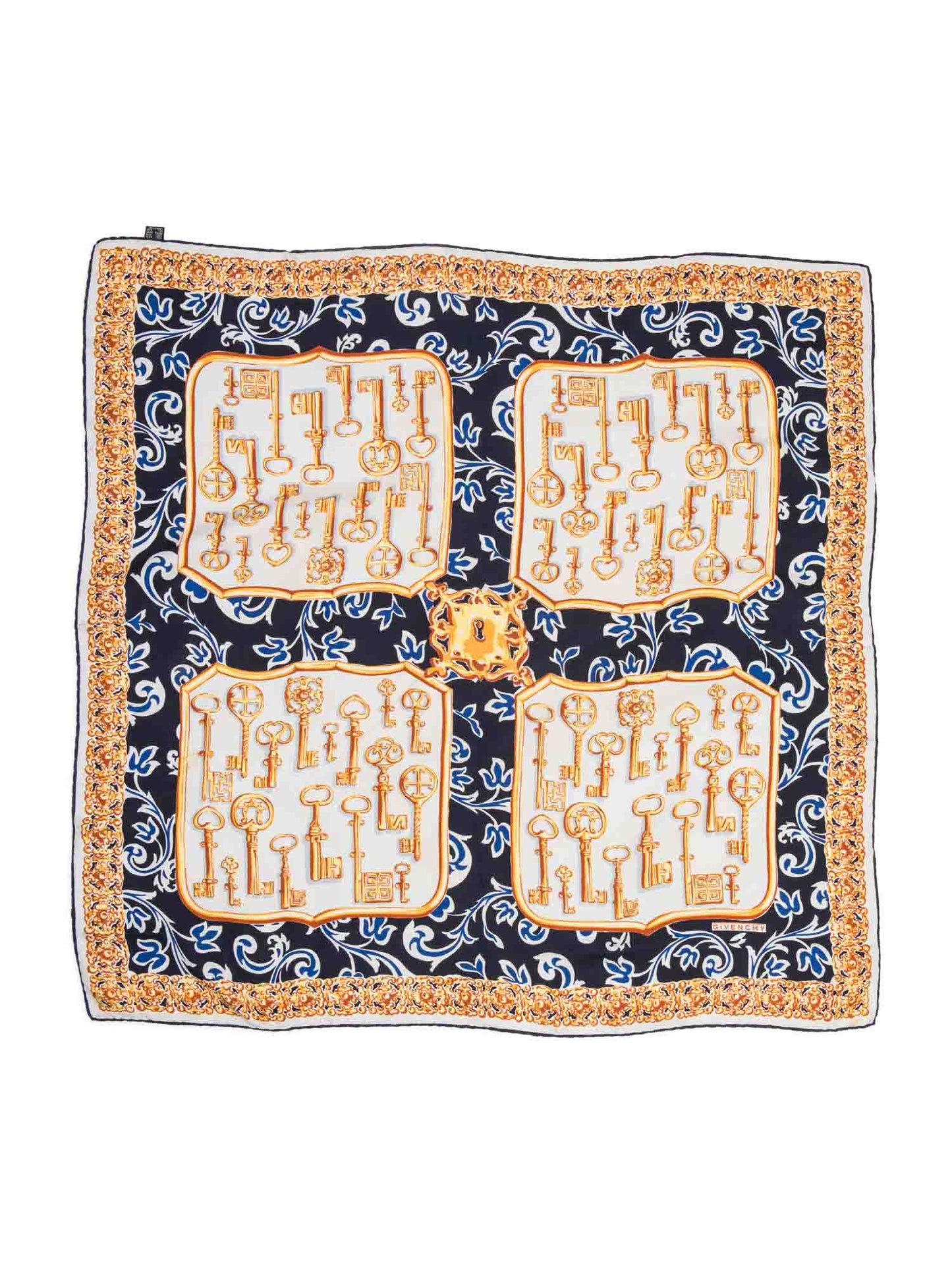 Givenchy Logo Silk Key Scarf Yellow Multicolor
