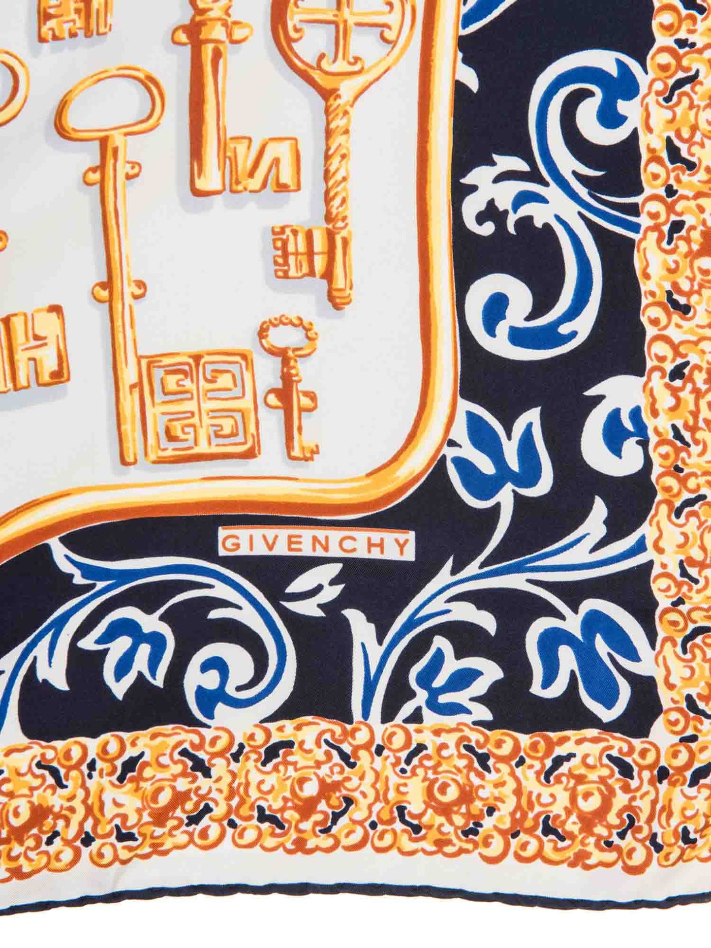 Givenchy Logo Silk Key Scarf Yellow Multicolor