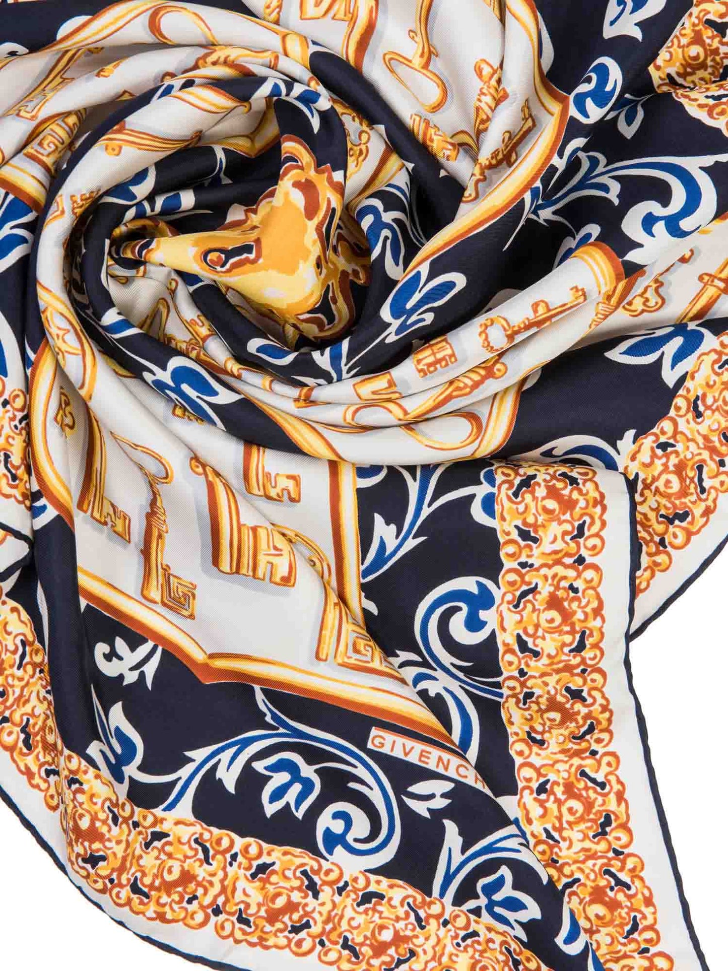 Givenchy Logo Silk Key Scarf Yellow Multicolor