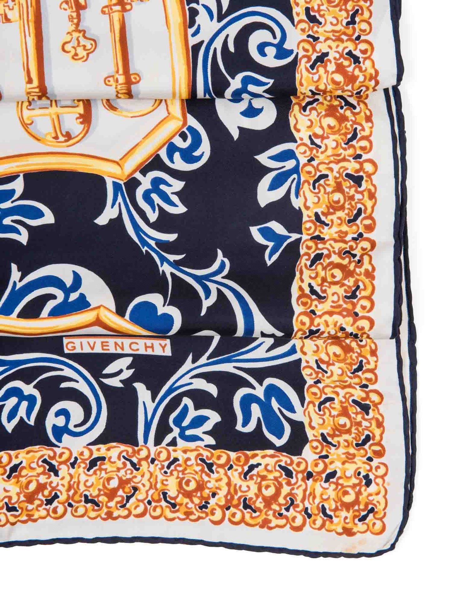 Givenchy Logo Silk Key Scarf Yellow Multicolor