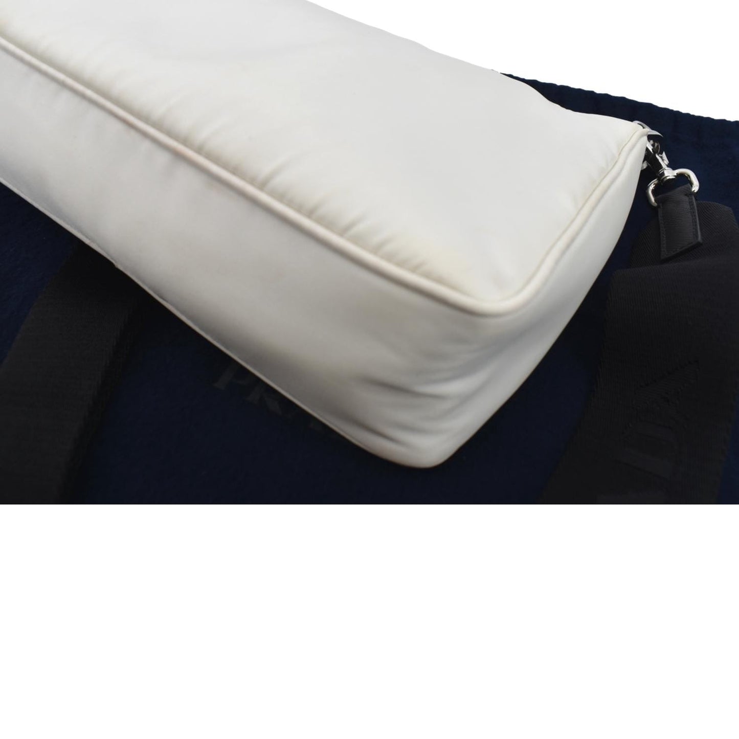 PRADA Re-Nylon Leather Shoulder Bag White