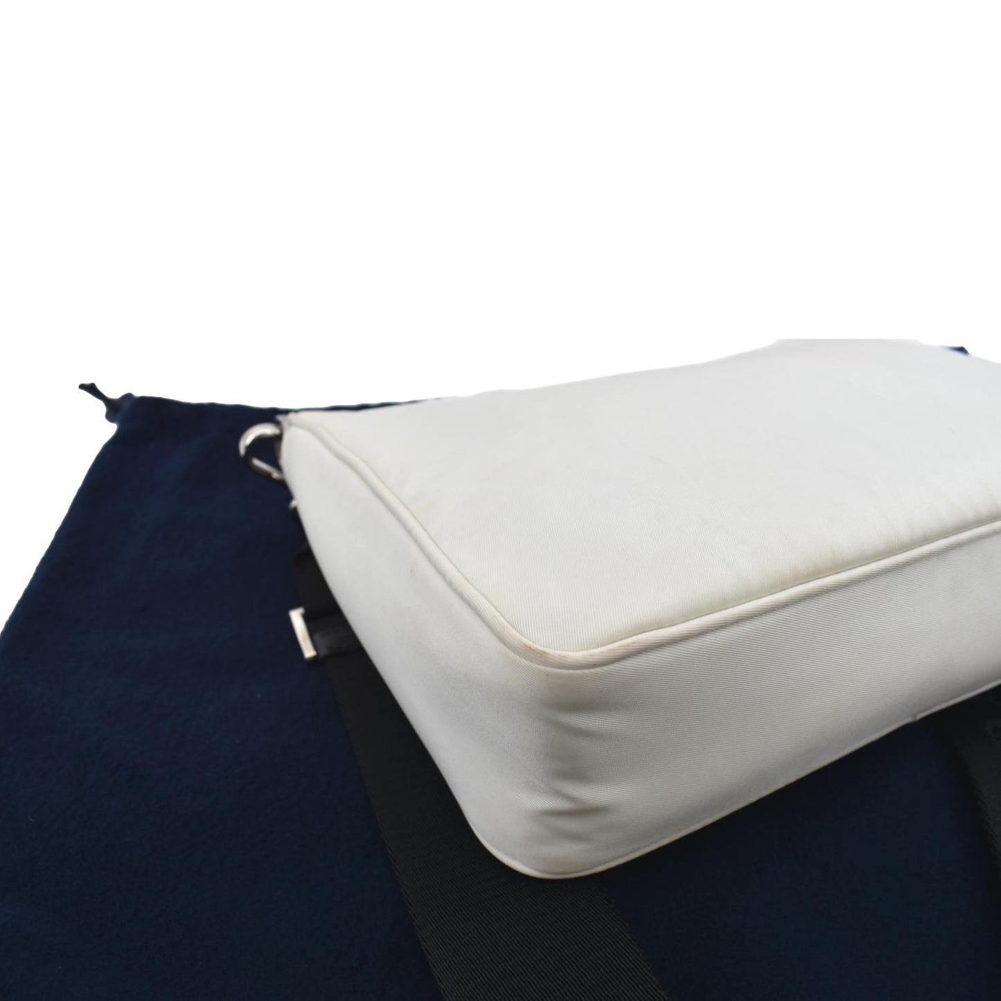 PRADA Re-Nylon Leather Shoulder Bag White