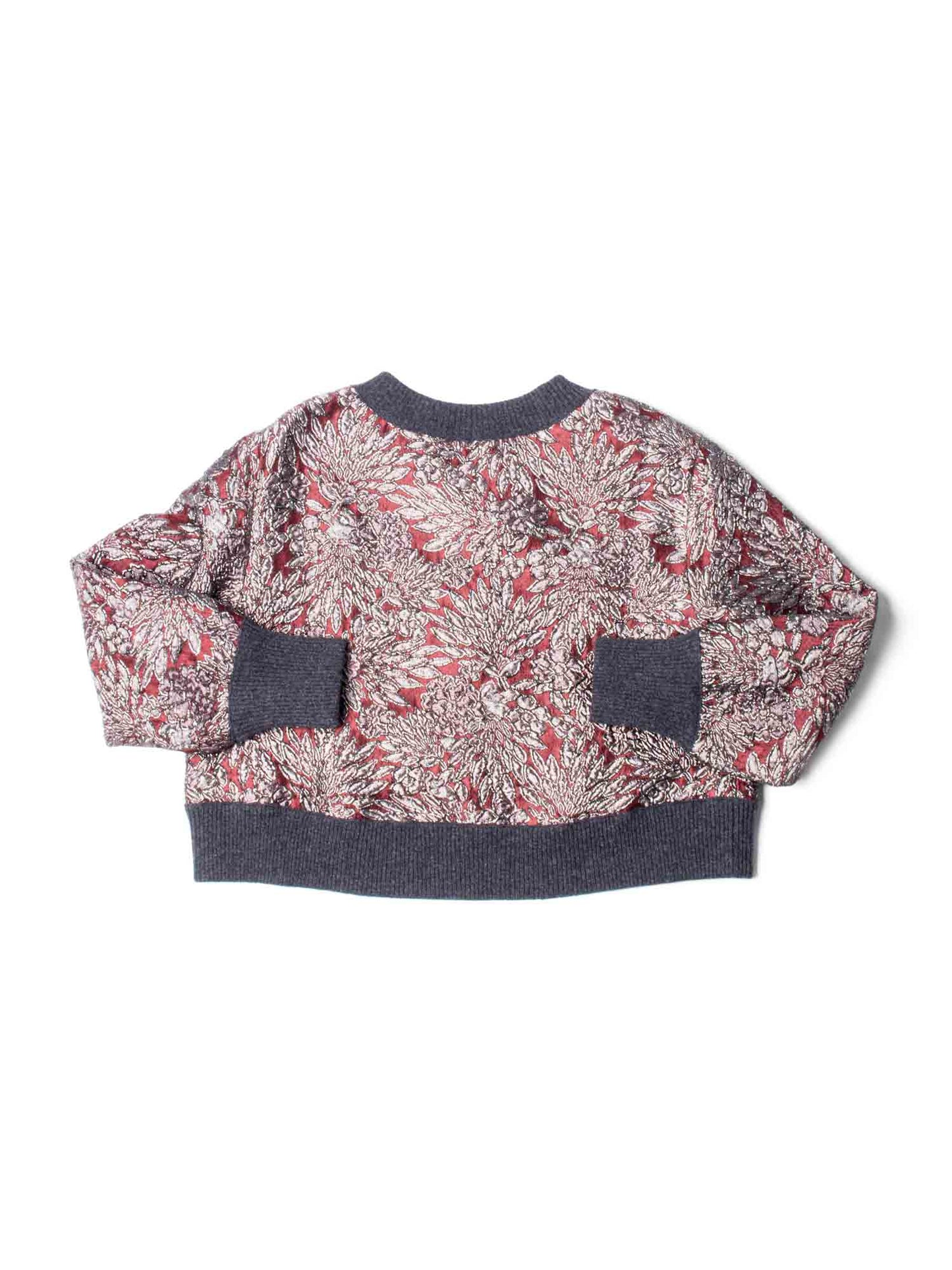 Dolce & Gabbana Brocade Metallic Cropped Sweater Burgundy