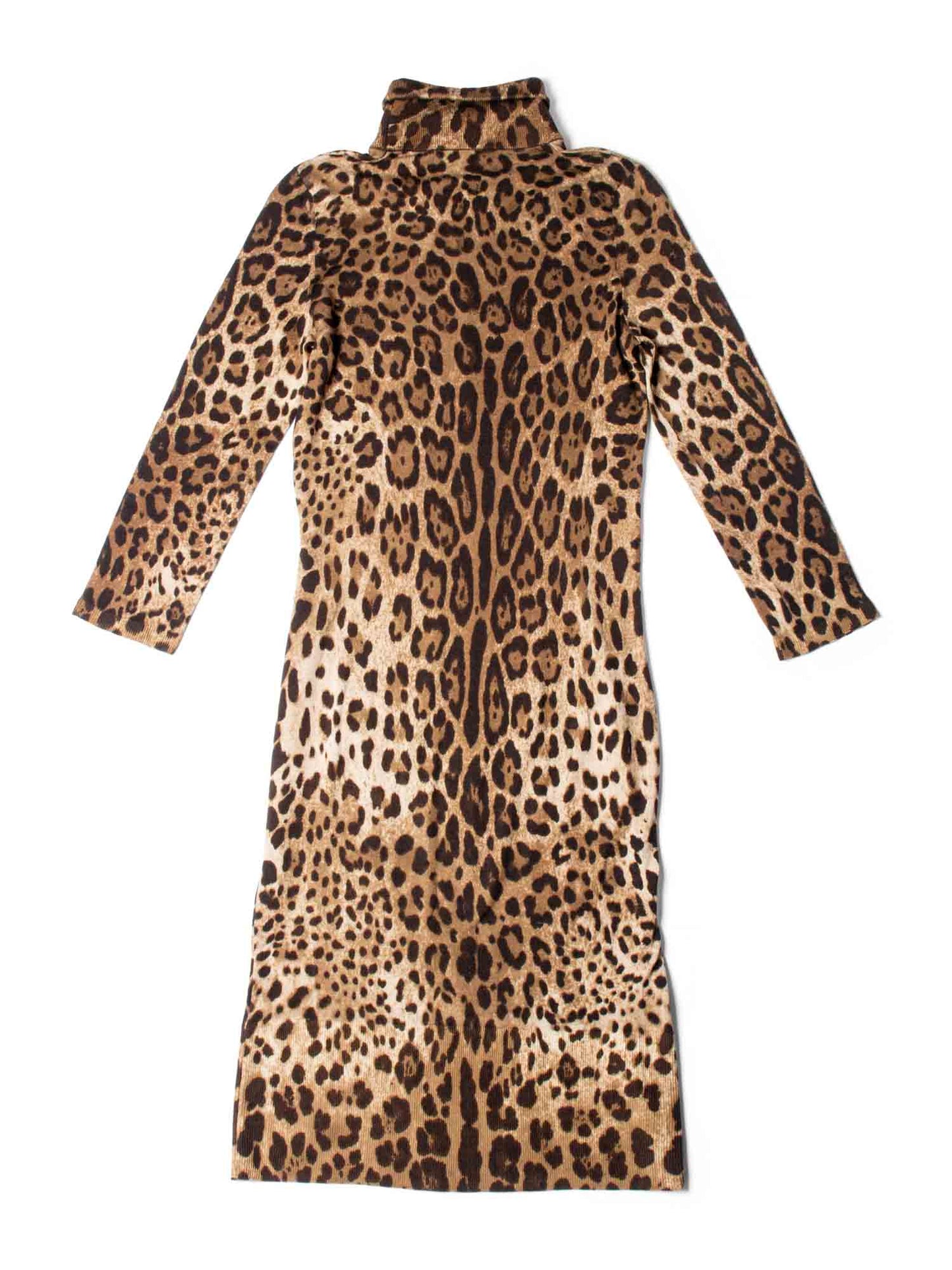 Dolce & Gabbana Cashmere Blend Animal Print Sweater Dress Brown