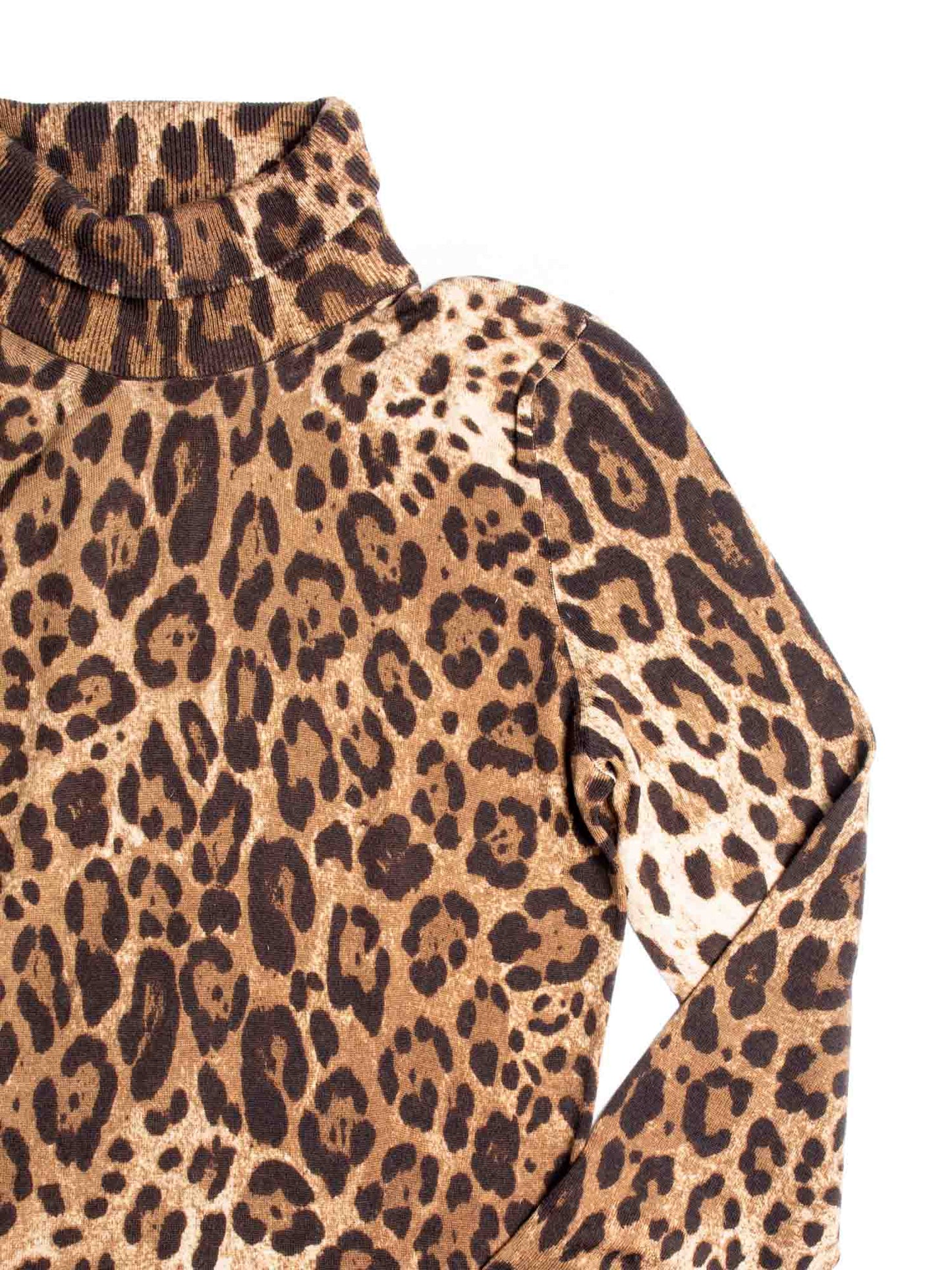 Dolce & Gabbana Cashmere Blend Animal Print Sweater Dress Brown