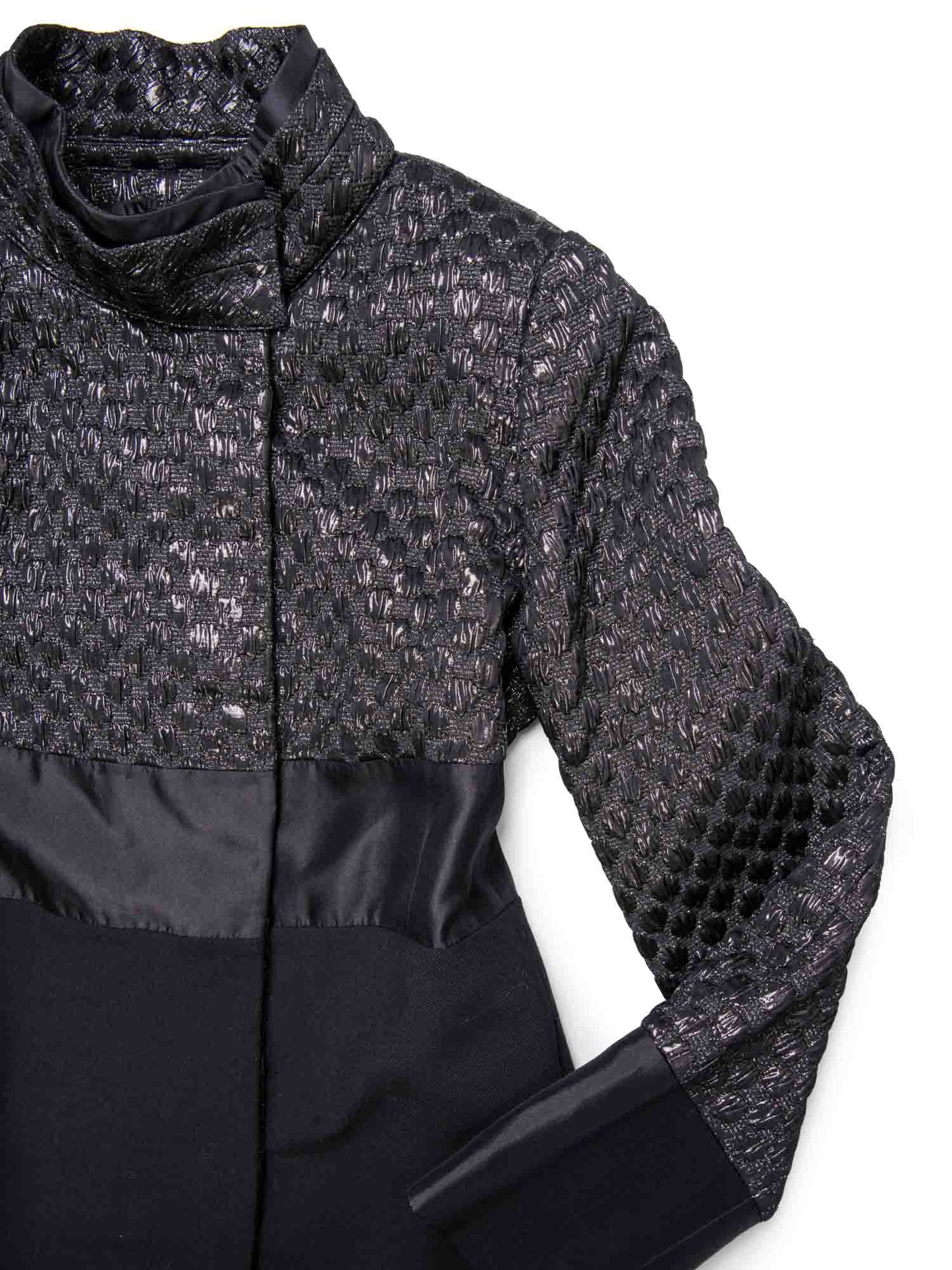 Dolce & Gabbana Lurex Quilted Tweed Coat Black