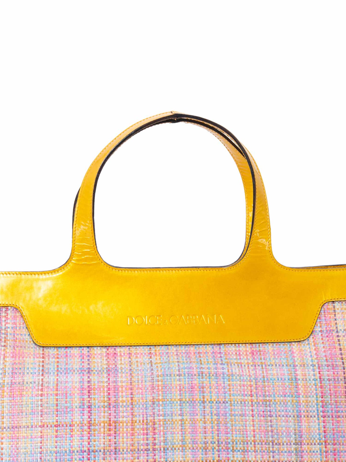 Dolce & Gabbana Raffia Straw Woven Handbag Yellow