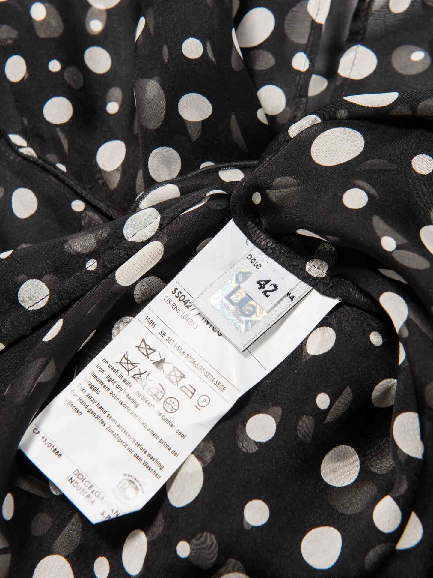 Dolce & Gabbana SIlk Polka Dot Blouse Black White