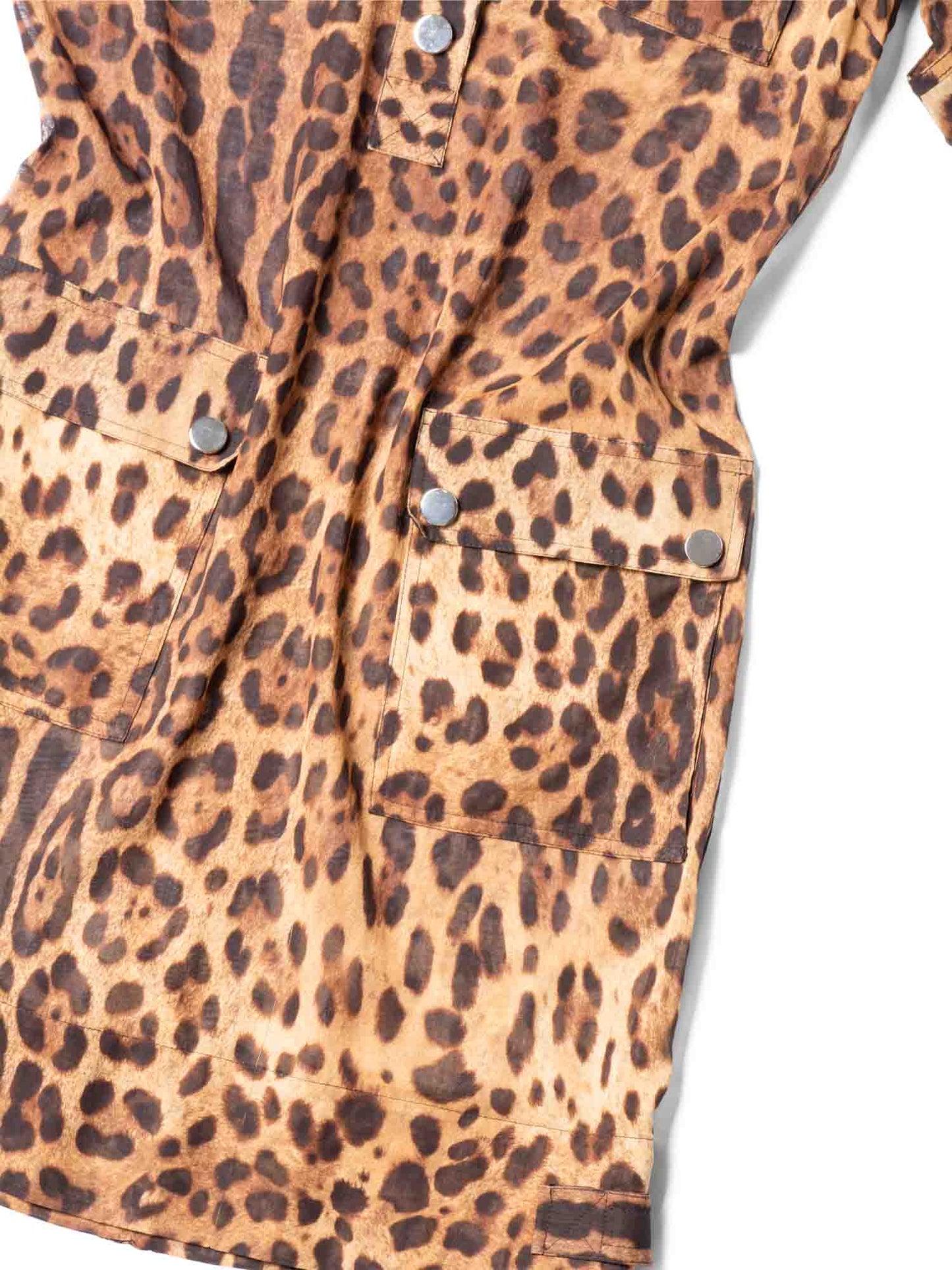 Dolce & Gabbana Sheer Animal Print Sporty Mini Dress Brown