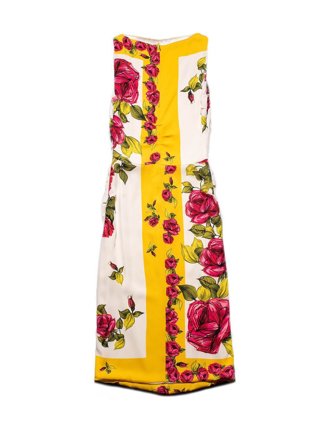 Dolce & Gabbana Silk Midi Ruched Floral Dress Multicolor