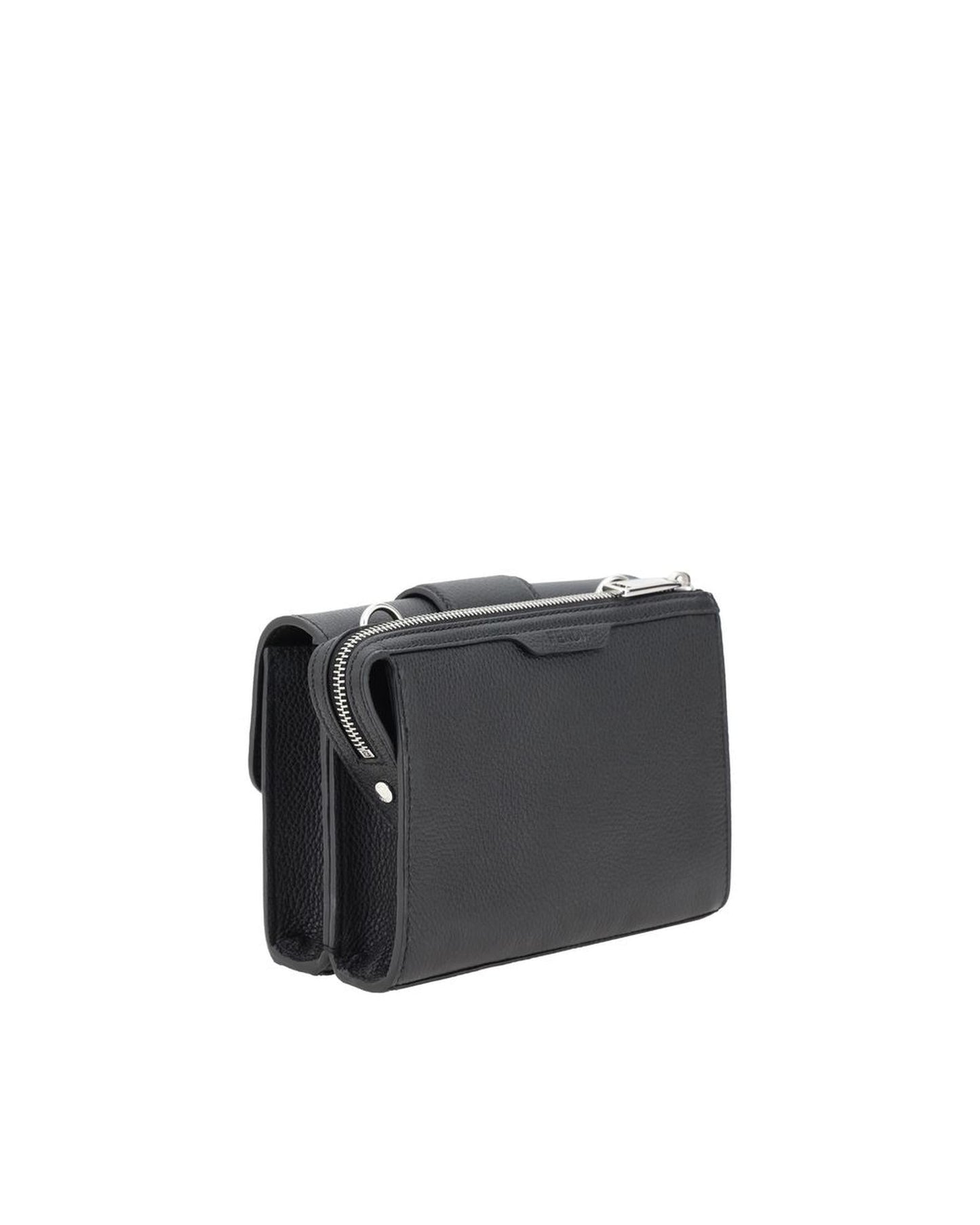 Fendi Pebbled Leather Crossbody Bag Men Black Shoulder Bags