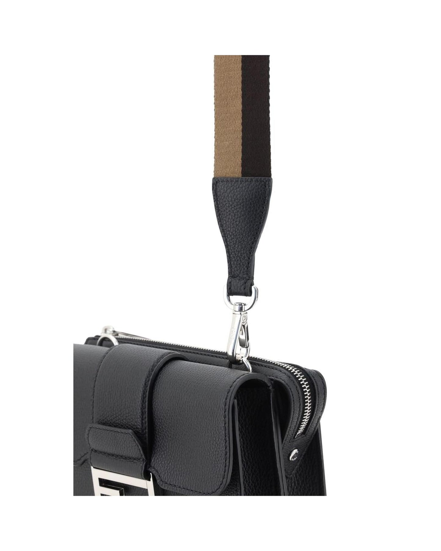 Fendi Pebbled Leather Crossbody Bag Men Black Shoulder Bags