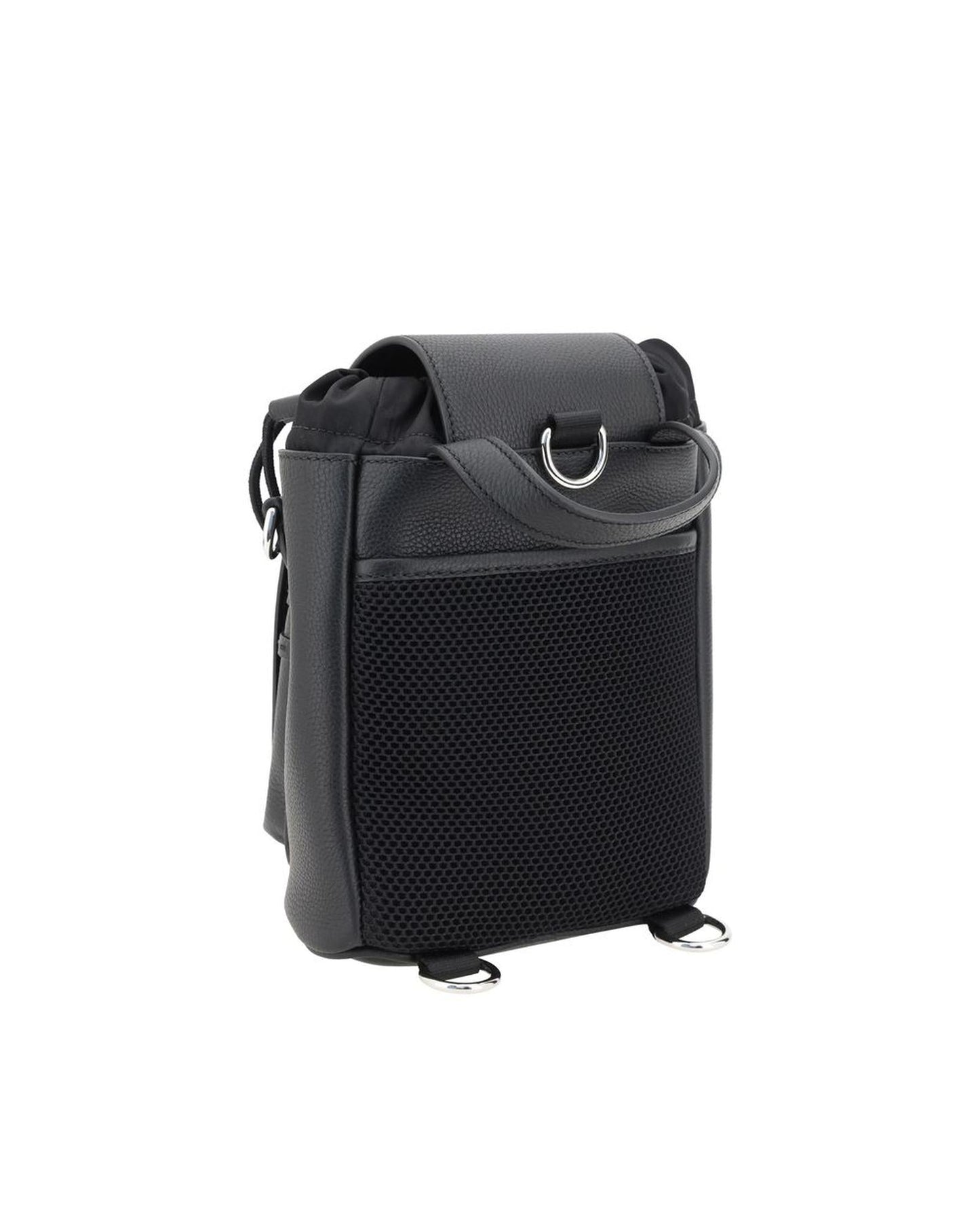 Fendi Roma Leather Bucket Bag Men Black Backpacks