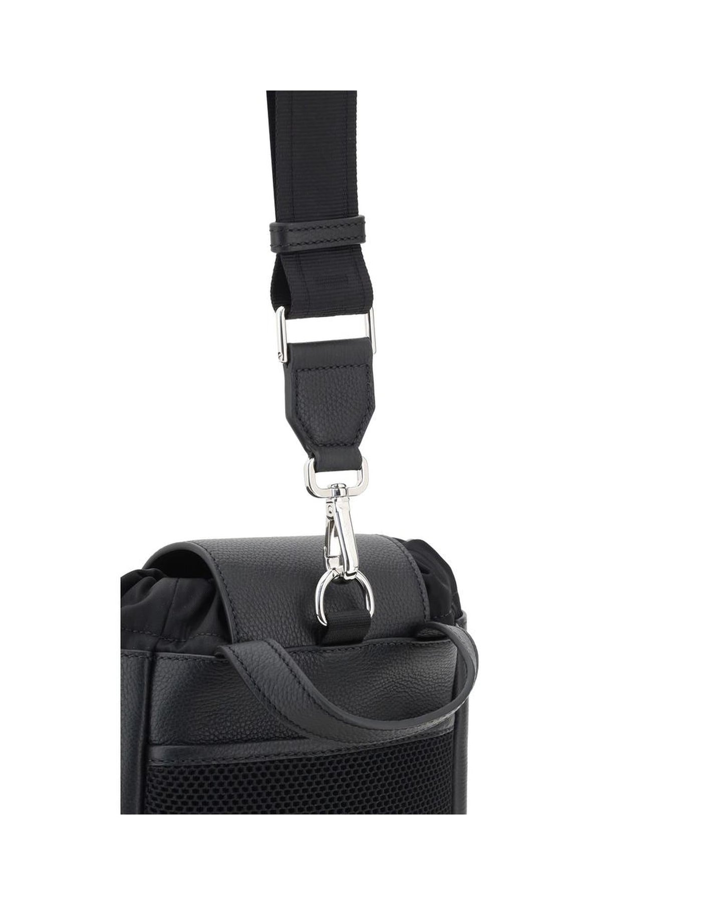 Fendi Roma Leather Bucket Bag Men Black Backpacks