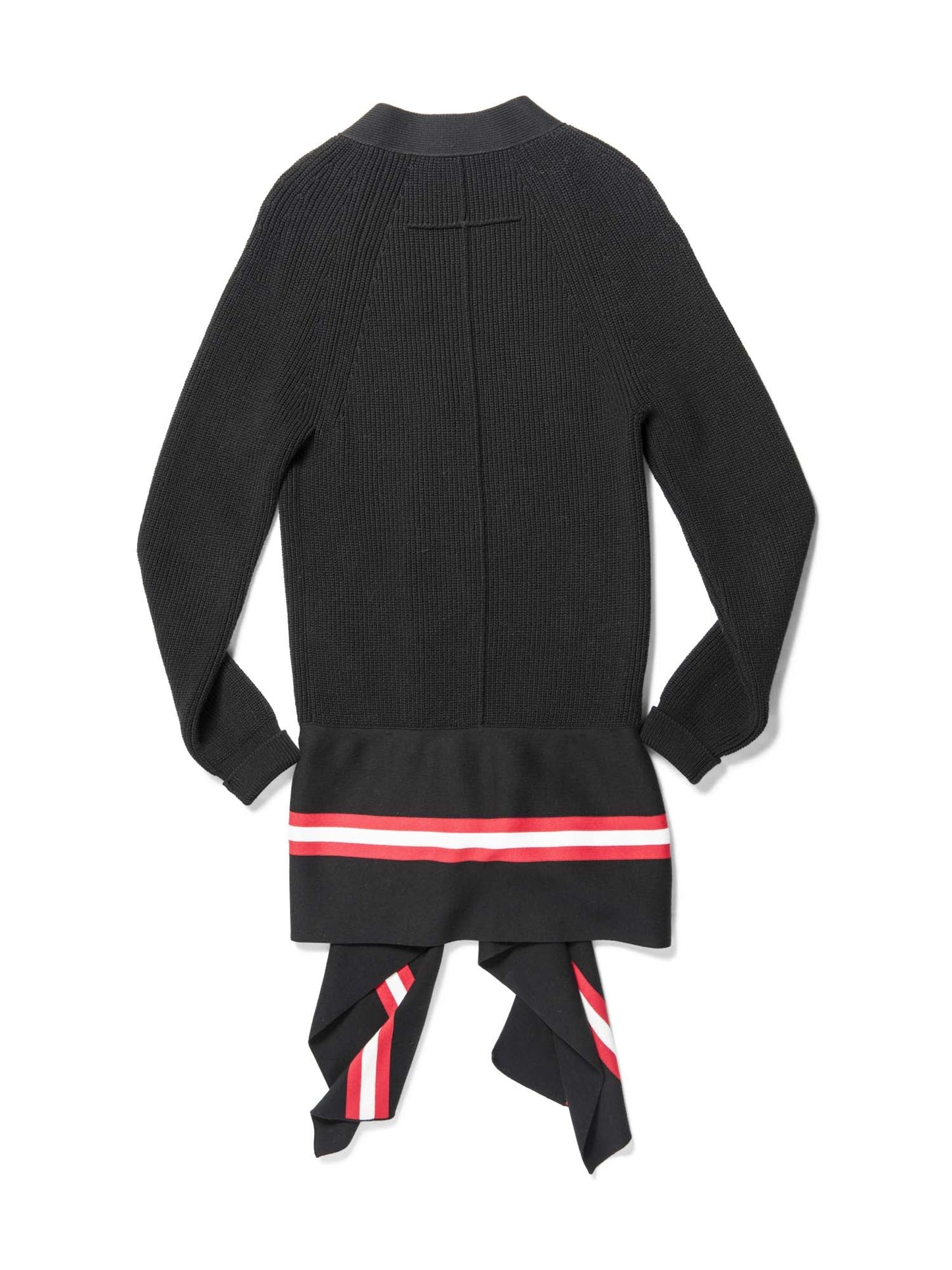 Givenchy Cotton Knit Asymetrical Web Stripe Cardigan Black Red White