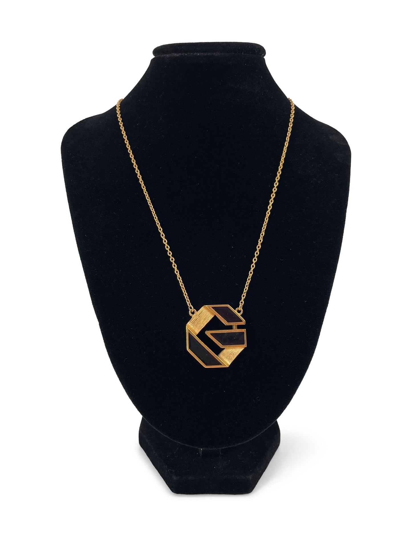 Givenchy G Logo 24K Gold Plated Geometric Pendant Necklace