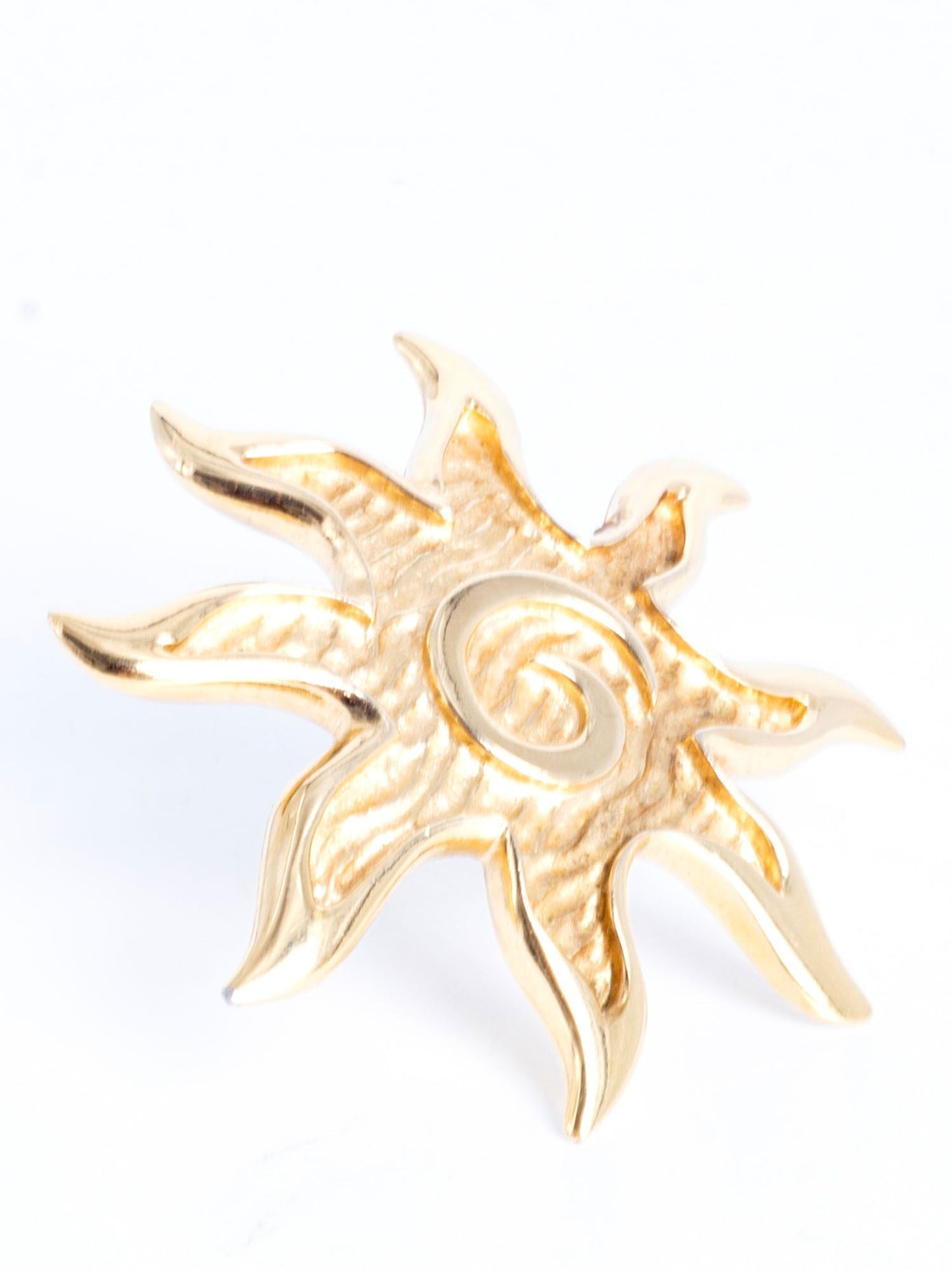 Givenchy G Logo 24K Gold Plated Sun Brooch Pin Gold