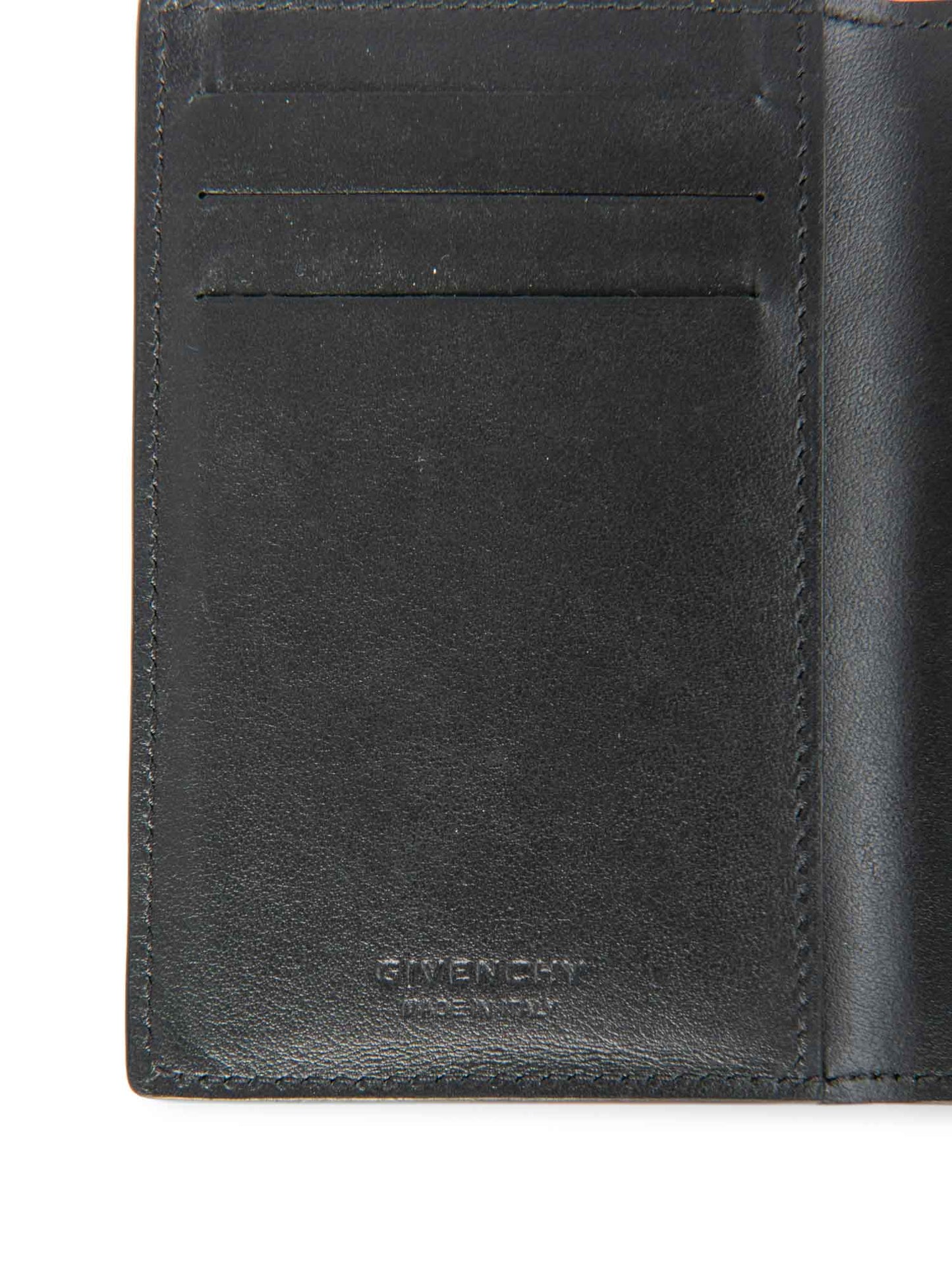 Givenchy Leather Paint Logo Unisex Wallet Black Silver
