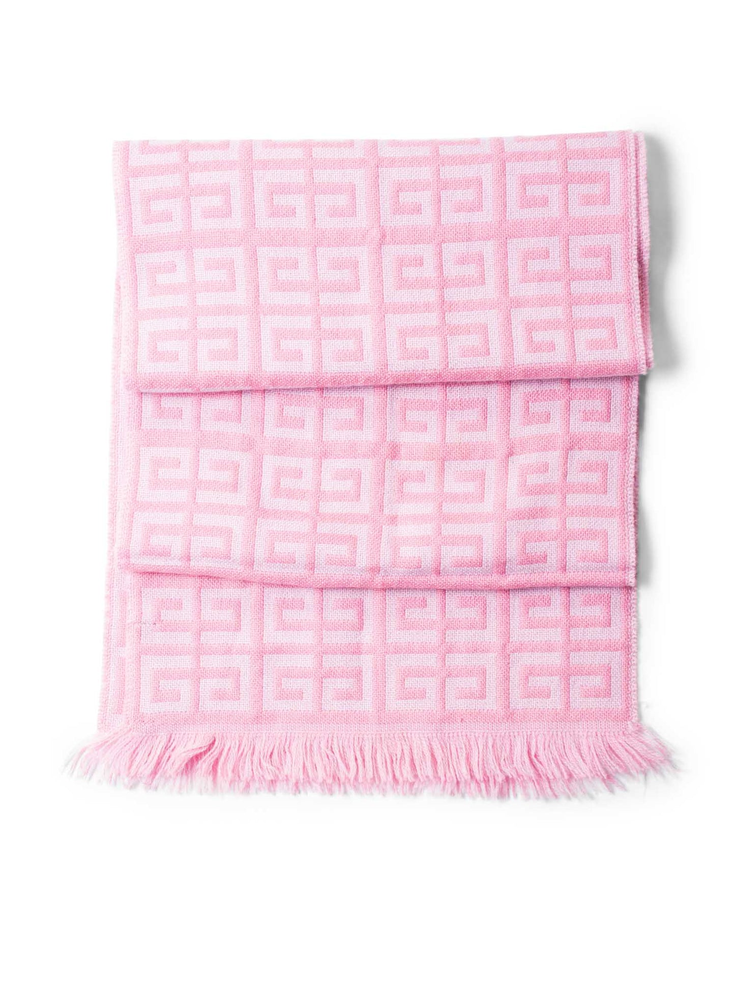 Givenchy Logo Knitted Wool Fringe Scarf Pink