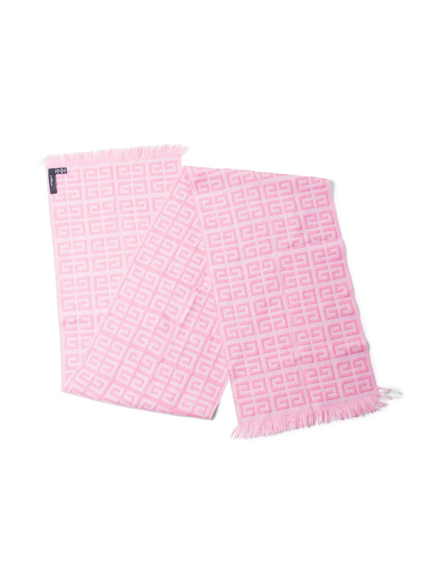 Givenchy Logo Knitted Wool Fringe Scarf Pink