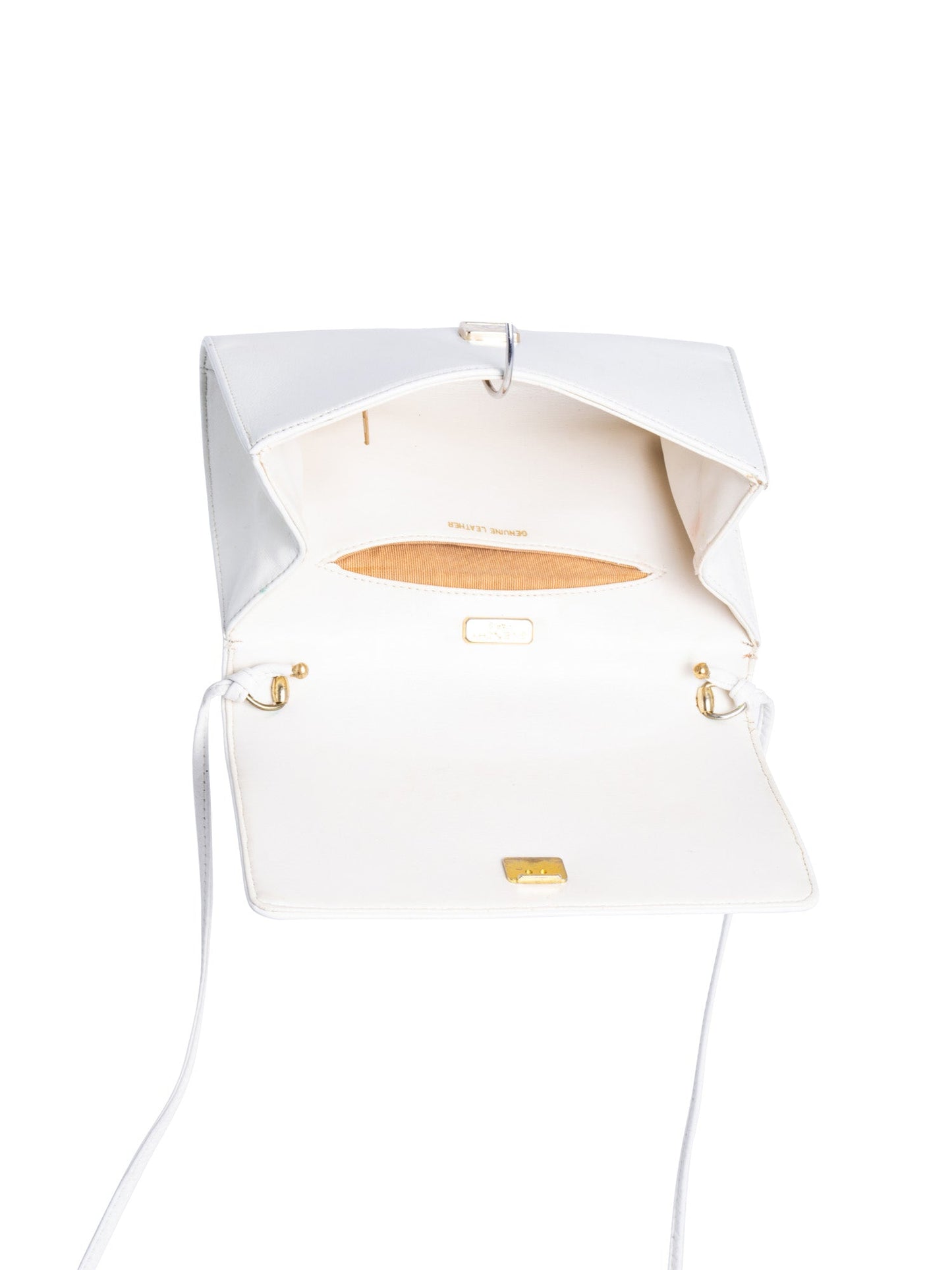 Givenchy Logo Leather Vintage Flap Messenger Bag White Gold