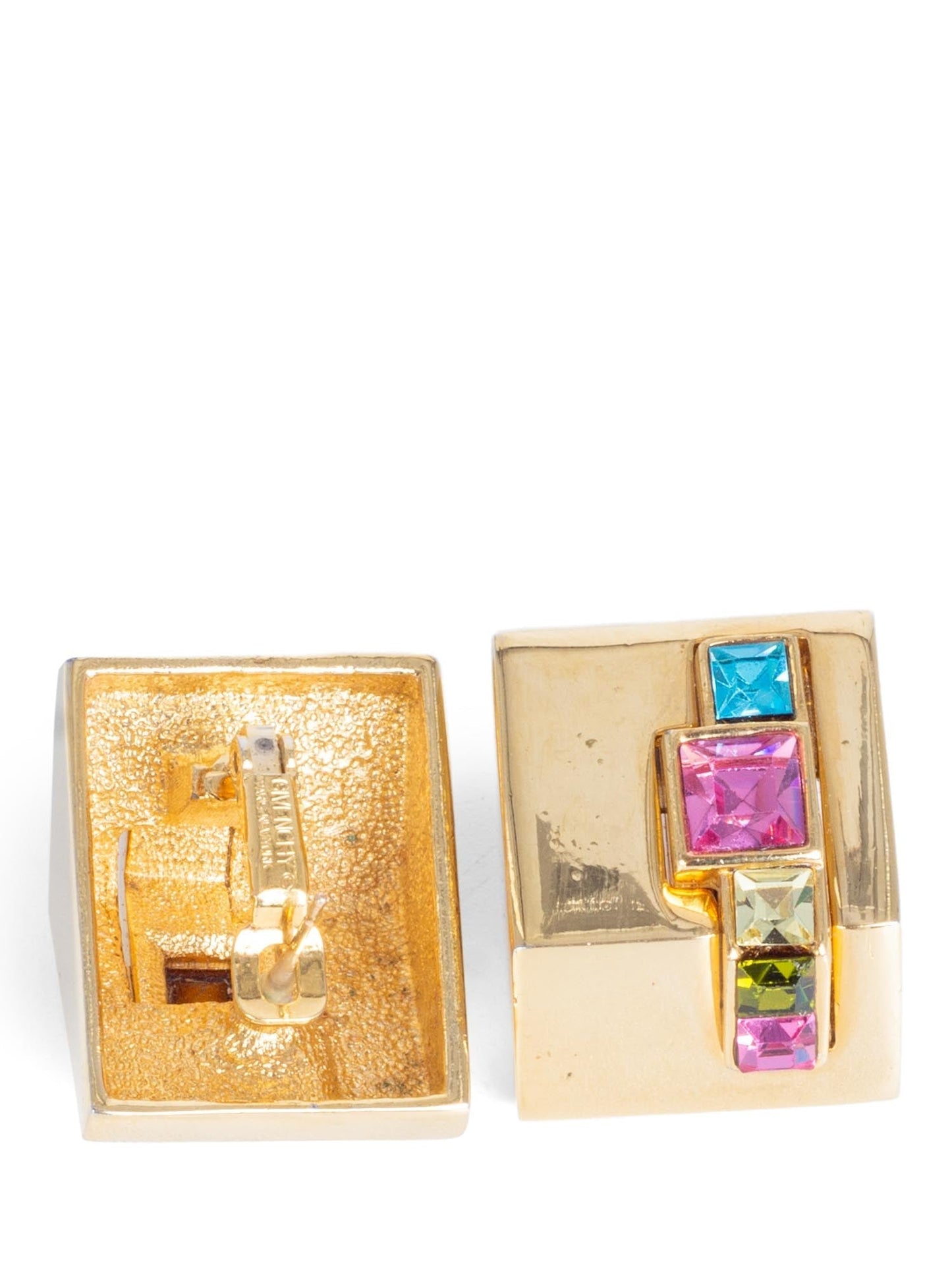 Givenchy Rhinestone Art Deco 24K Gold Plated Earrings